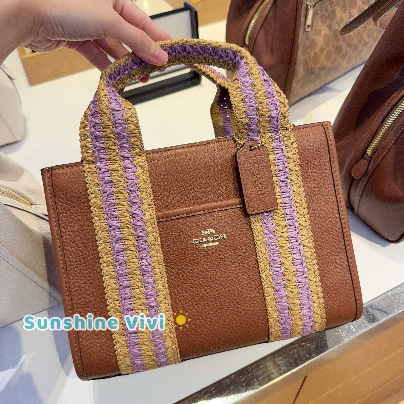 Coach NWT Coach Smith Tote Bag 24 CBG91 Straw Leather Redwood Size ONE SIZE - 1 Thumbnail