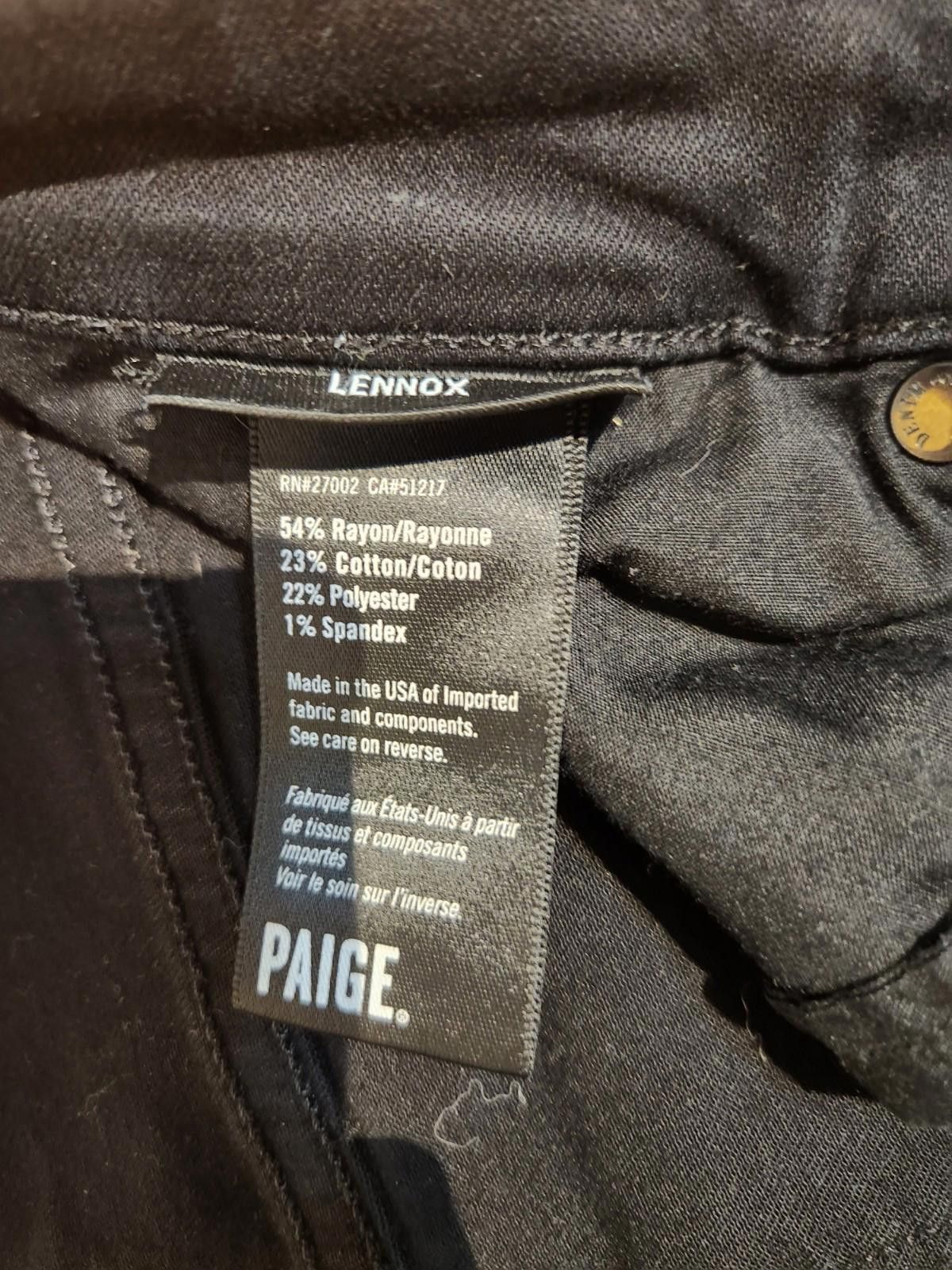 Paige PAIGE Lennox Jeans Men's 31x31 Black Denim Slim Fit Jeans Size US 31 - 3 Thumbnail