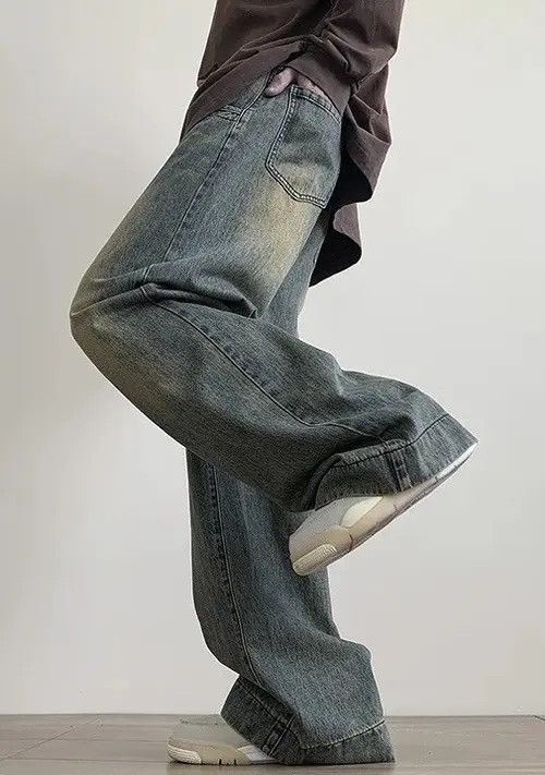 Japanese Brand Fashion Oversize Distressed Retro Blue Jeans Size US 29 - 4 Thumbnail