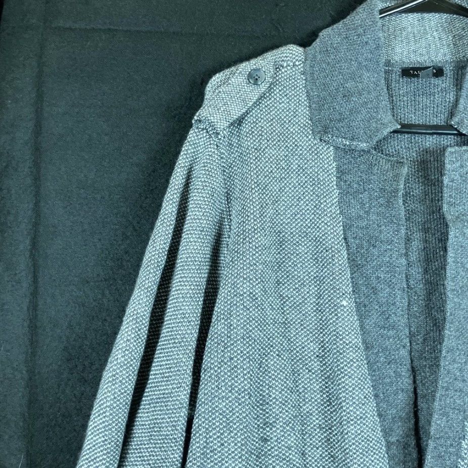 Talbots Talbots Womens Cardigan Gray Wool L Notched Lapel Patch Pockets V-Neck KnIT Knit Open Cardigan Casual Workwear Size L / US 10 / IT 46 - 3 Thumbnail