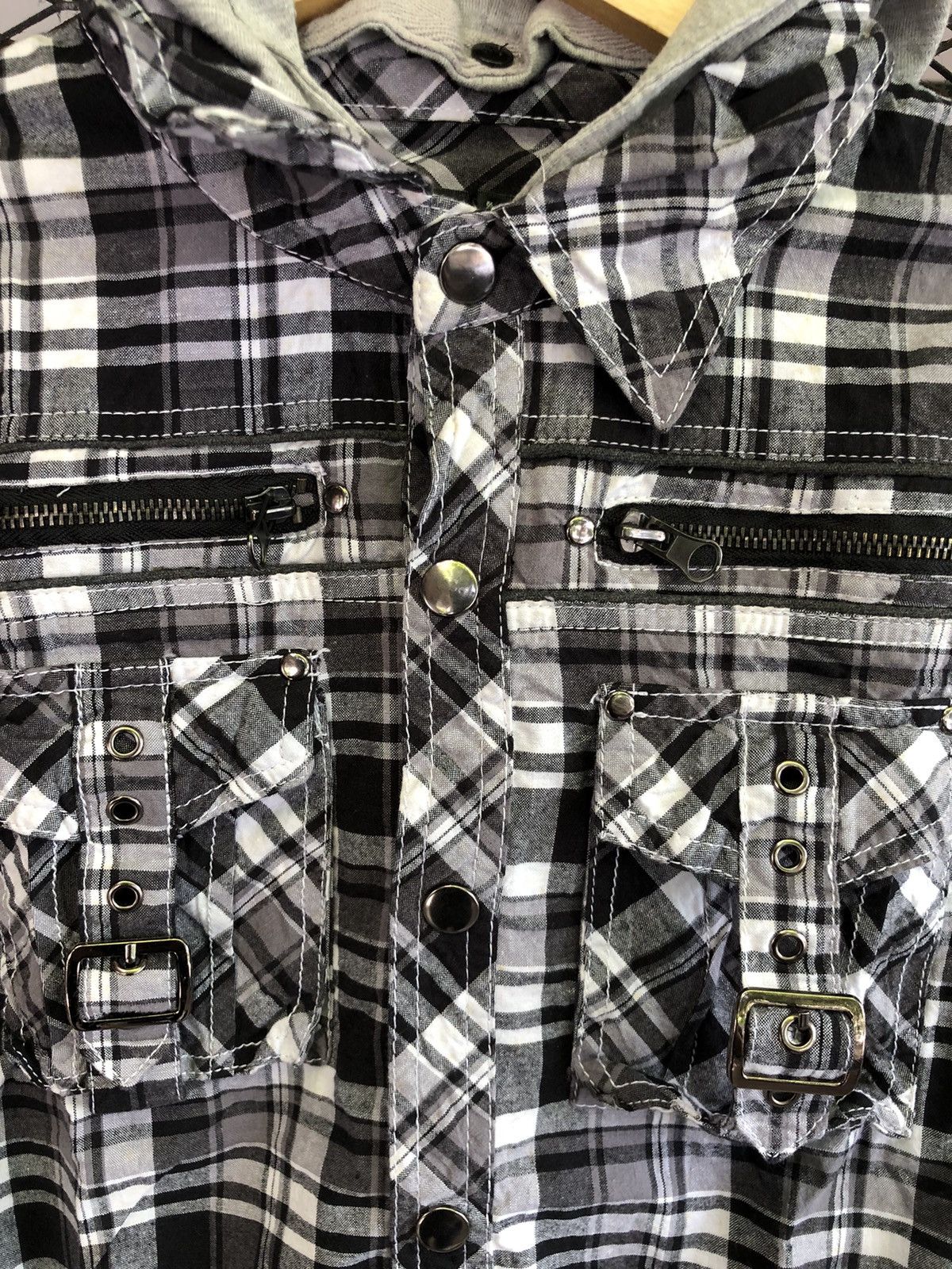 Beauty Beast × If Six Was Nine × Japanese Brand JAPANESE AGATE LABEL PLAID BUTTON SHIRT WITH HOODIE LGBSTYLE Size US L / EU 52-54 / 3 - 6 Thumbnail