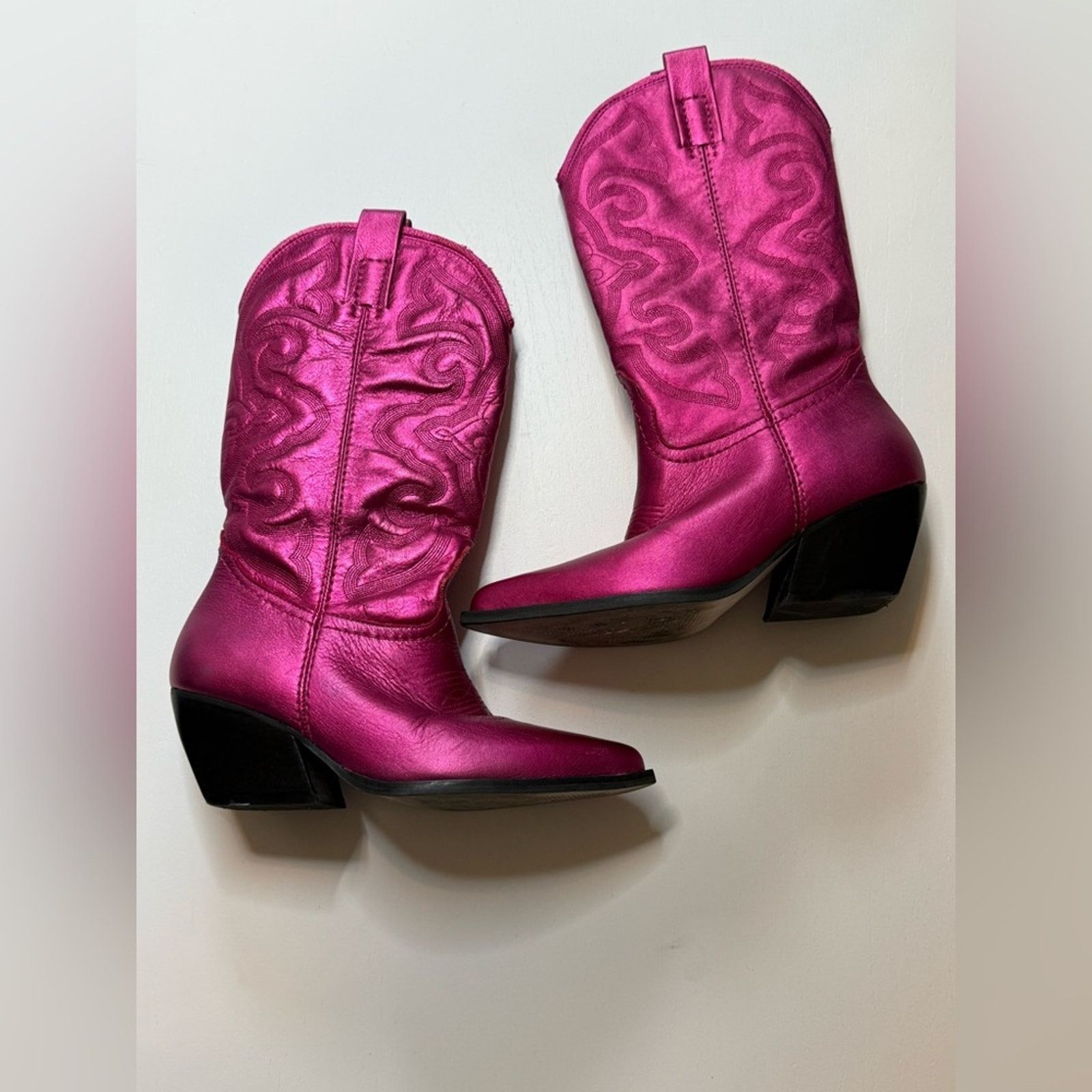 Steve Madden West Pink Metallic Cowgirl Boots Size US 6 / IT 36 - 7 Thumbnail
