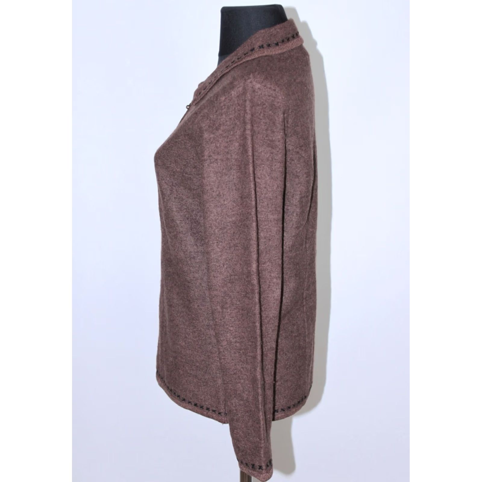 Vintage Icelandic Design womens full zip brown wool jacket jumper Size M Size M / US 6-8 / IT 42-44 - 3 Thumbnail