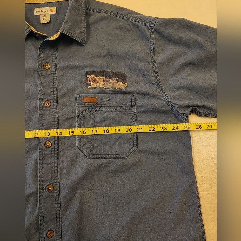 Carhartt Carhartt Blue Workwear Button Front Short Sleeve Shirt Size US XL / EU 56 / 4 - 5 Thumbnail