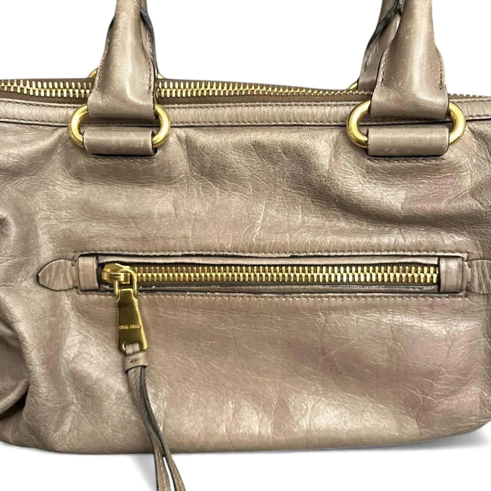 Miu Miu Miu Miu - Taupe Leather Handbag Gold Hardware Size ONE SIZE - 7 Thumbnail