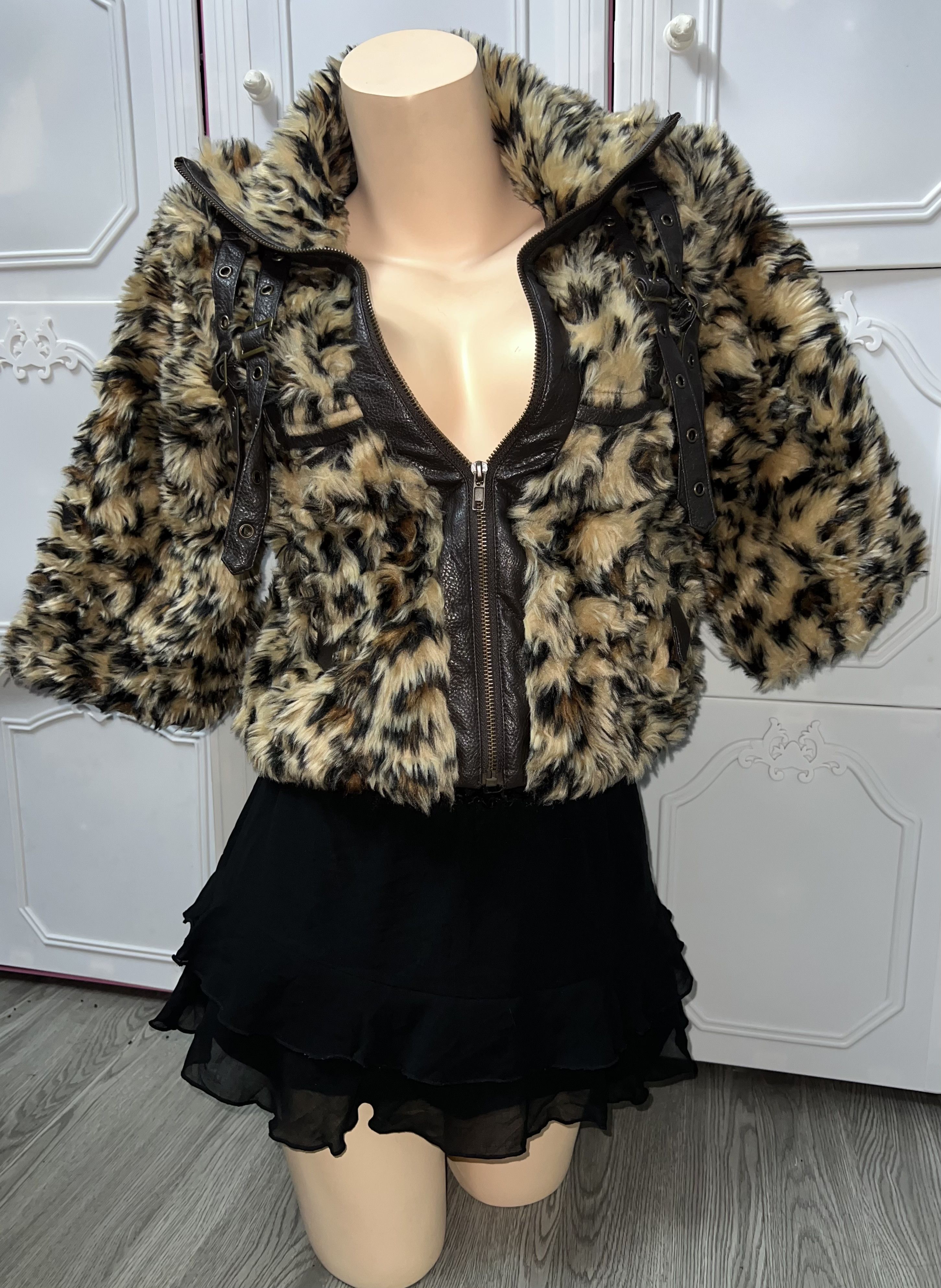 Japanese Brand Rare JSG leopard fur crop jacket 🐆 Size S / US 4 / IT 40 - 3 Thumbnail