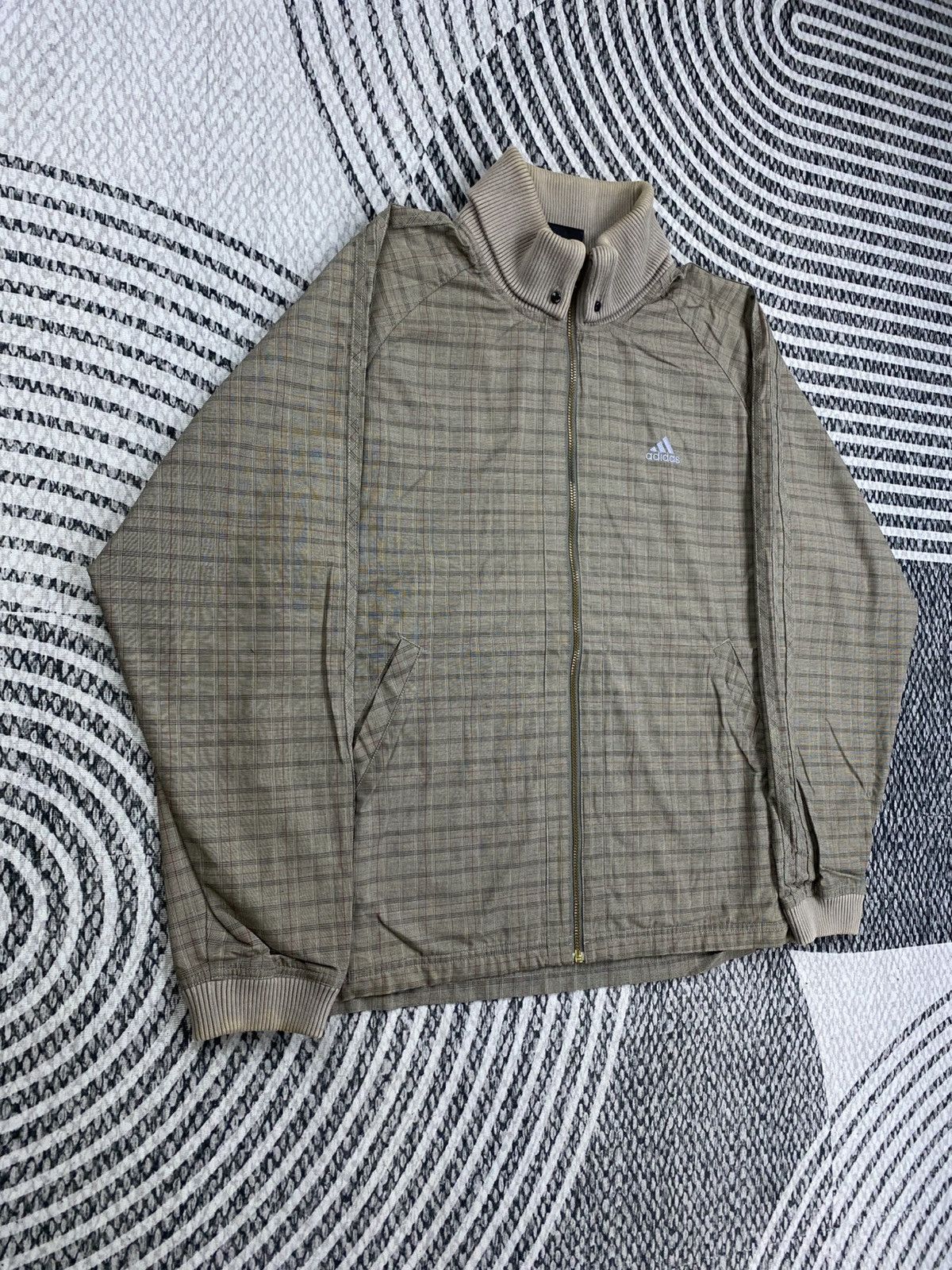 Adidas Adidas Climaproof Beige Plaid Zipper Jacket Size US M / EU 48-50 / 2 - 3 Thumbnail