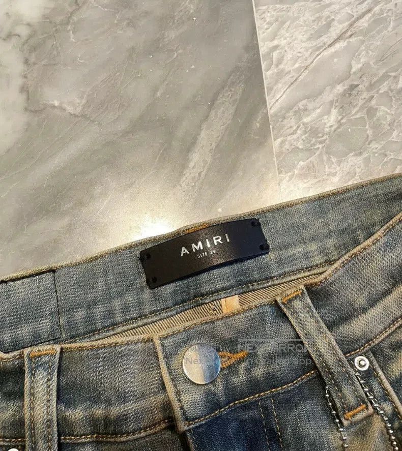 Amiri Amiri Classic Yellow Mud Glitter Patchwork Denim Jeans, Si Size US 29 - 3 Thumbnail