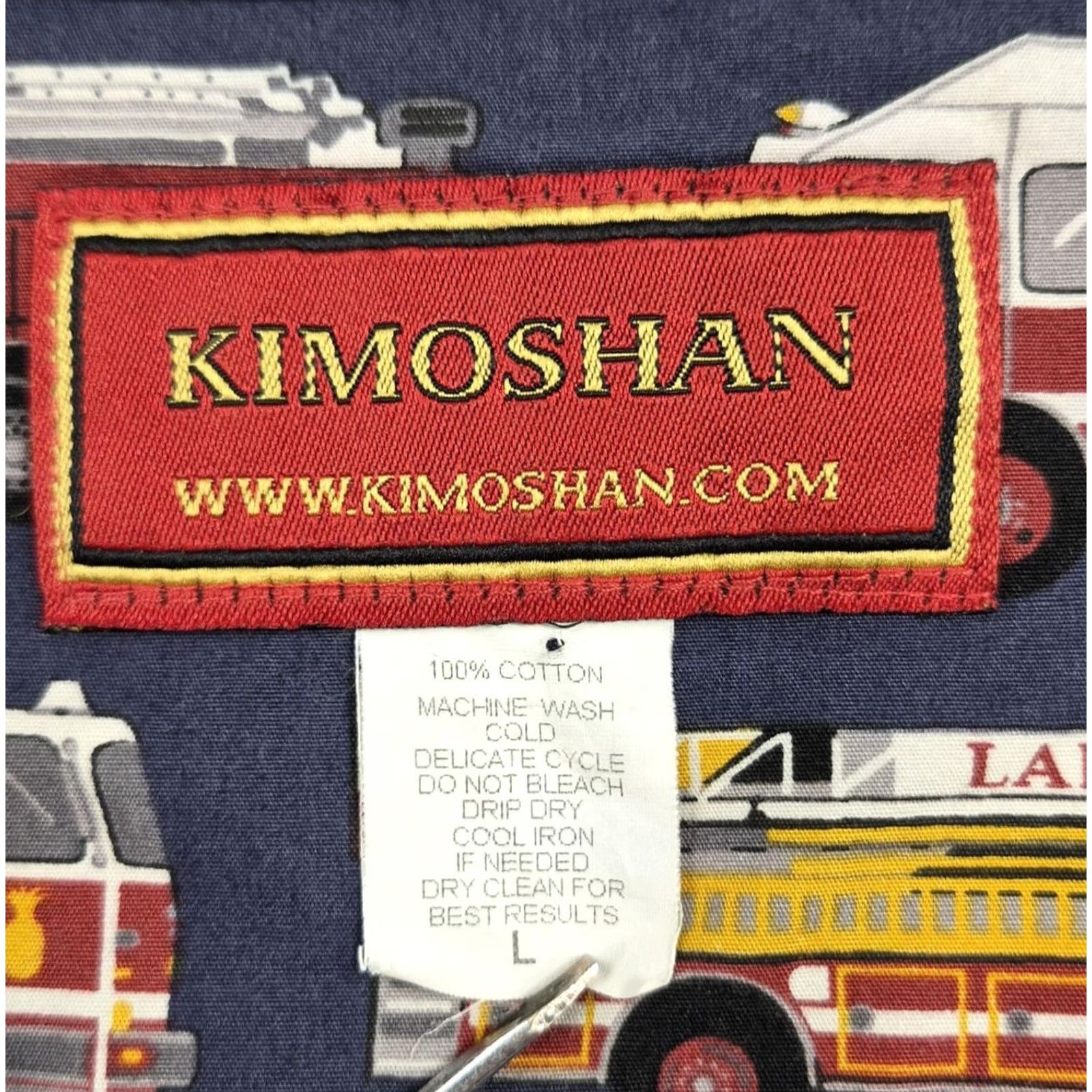 Vintage Kimoshan Button Up Shirt Mens Large Casual Fire Truck Print Short Sleeve Size US L / EU 52-54 / 3 - 6 Thumbnail