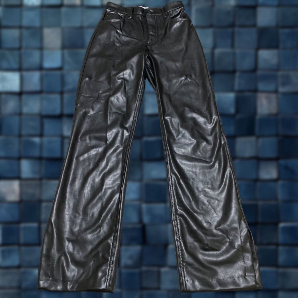 Abercrombie & Fitch Abercrombie & Fitch Womens Pants 0 Black Faux Vegan Leather High Rise Straight Casual 90s Womens Pants Size 25" / US 0 / IT 36 - 1 Thumbnail