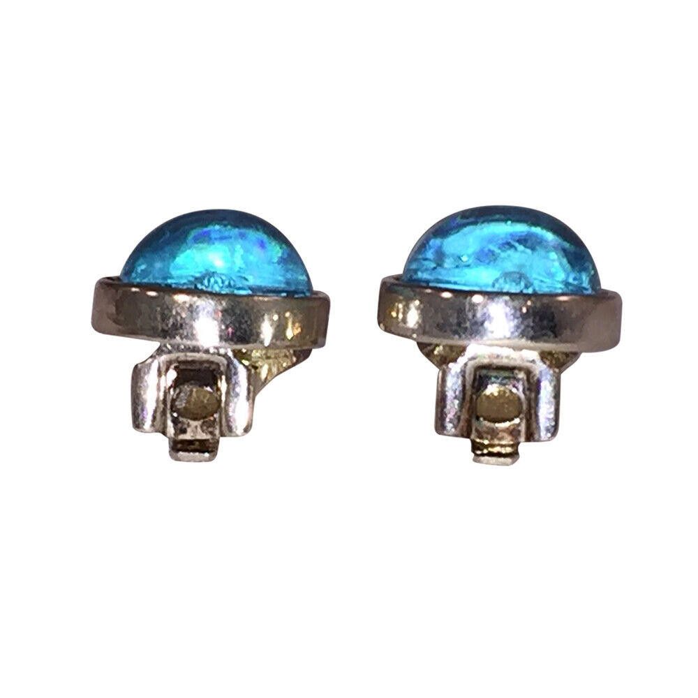 Dior Christian Oval Light Blue Jelly Belly Silver Tone Earrings Size ONE SIZE - 6 Thumbnail