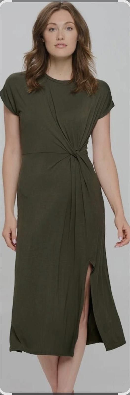 Other Cupshe Olive Green Knot-Front Midi Dress – Size Large Size L / US 10 / IT 46 - 6 Thumbnail