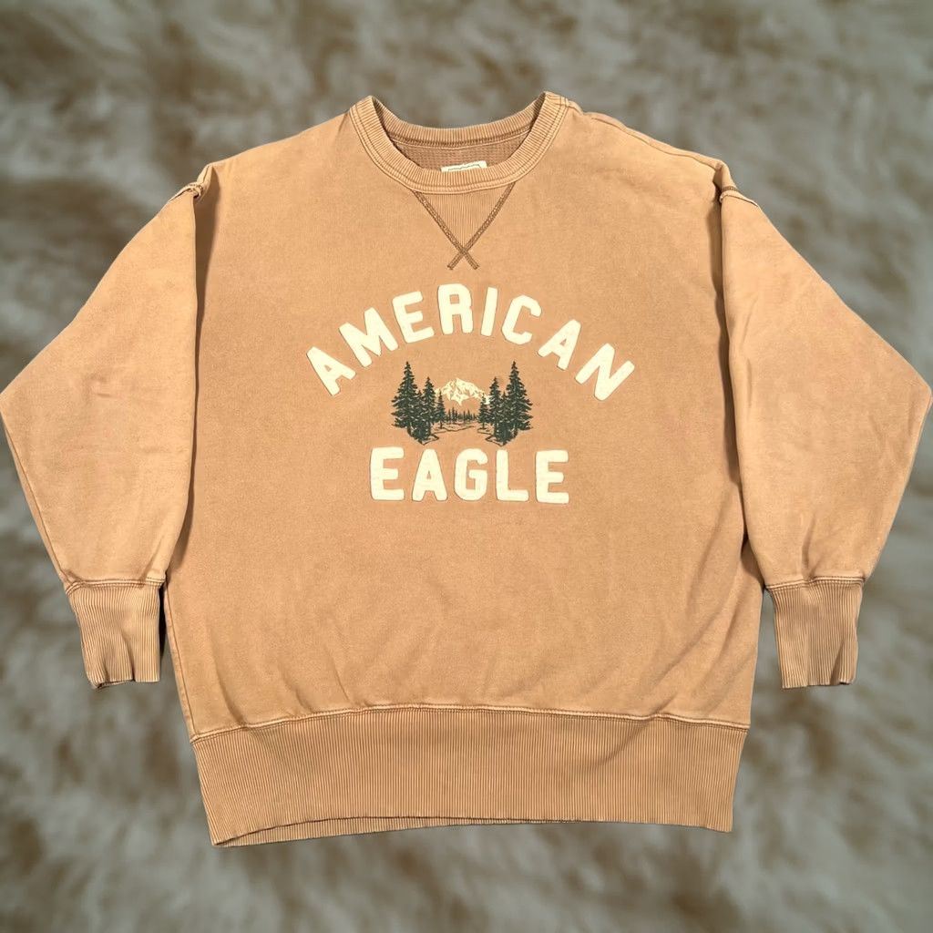 Vintage Vintage American Eagle Sweatshirt Mens Small Oversized Y2K Pullover Tan Brown Size US S / EU 44-46 / 1 - 1 Thumbnail