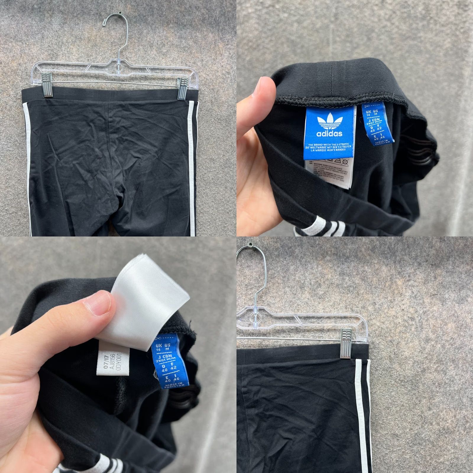 Adidas Adidas Leggings Womens M Black White 3 Stripes Stretchy Slim Pants Trefoil Size 32" / US 10 / IT 46 - 8 Thumbnail