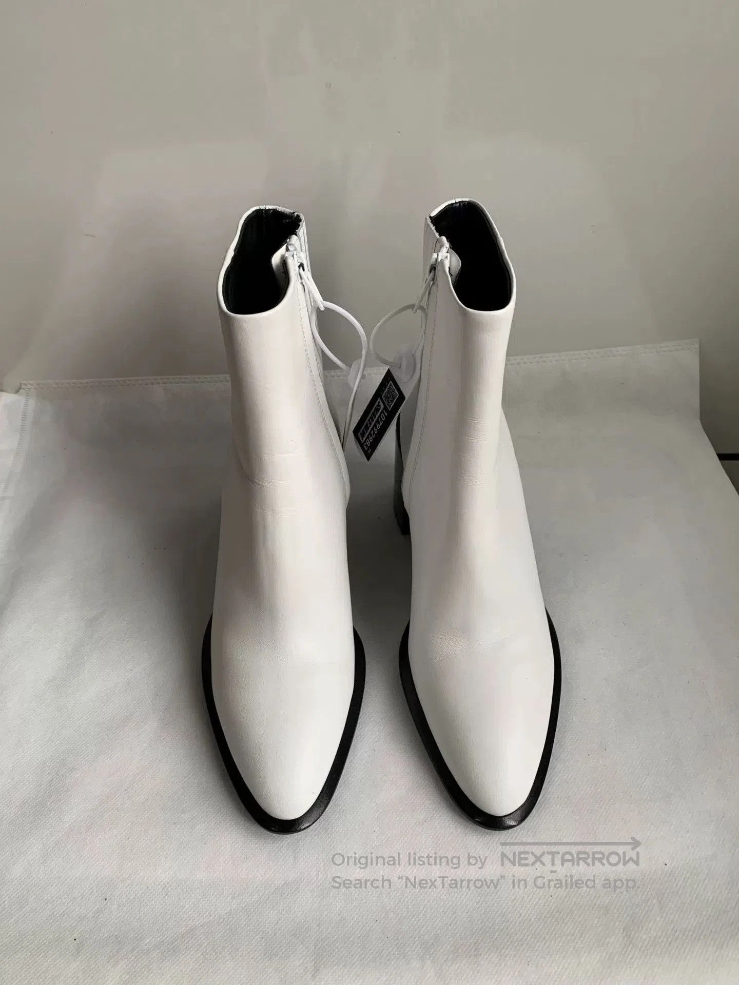 Alexander Wang White Leather Sock Boots.
