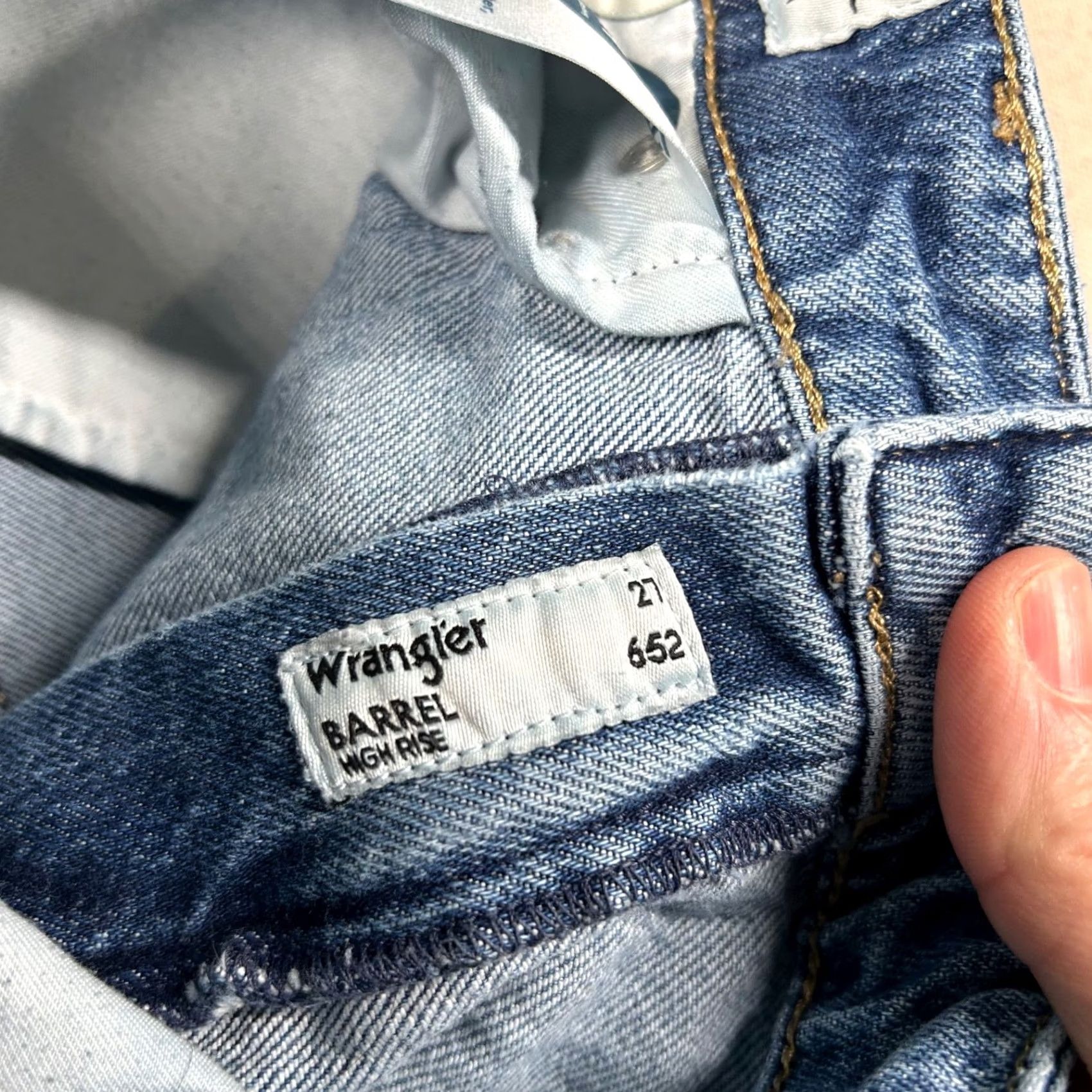 Wrangler VINTAGE Wrangler Barrel Jeans Womens 27 High Rise Cowboy 652 Western Country Farmer Jeans Blue Cotton Spandex 5-Pocket Inseam 31 Womens Size 27" / US 4 / IT 40 - 7 Thumbnail
