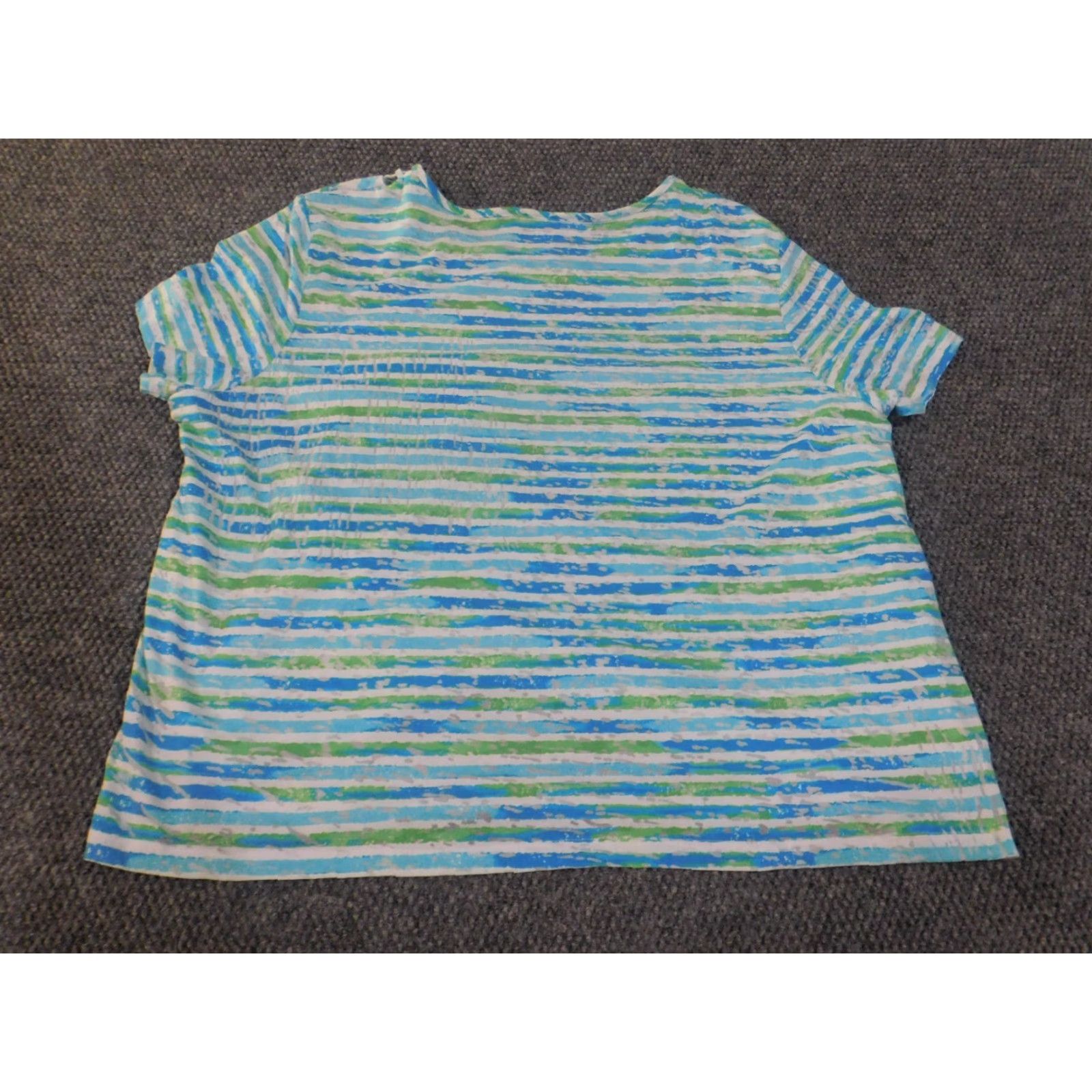 Vintage Alfred Dunner Blouse Shirt 3X Women Blue Geometric Short Sleeve Pullover Stretch Casual Lace Geometric Pattern Basic Classic Vintage: No Size XXL / US 16-18 / IT 52-54 - 7 Thumbnail