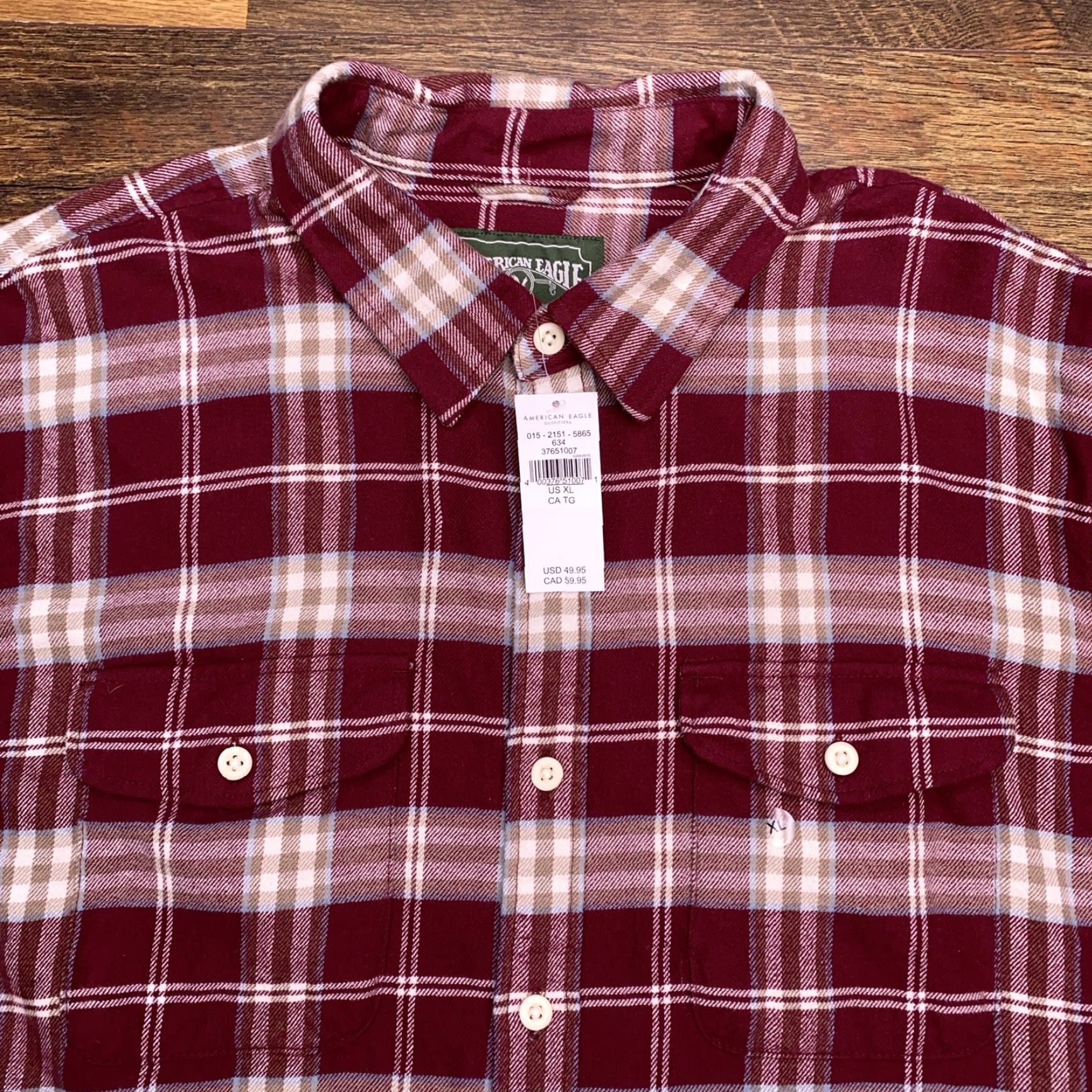 American Eagle Outfitters American Eagle Outfitters Shirt Mens XL Plaid Button-Up Flannel Red Cotton Pocket Long Sleeve Vintage? No Size US XL / EU 56 / 4 - 4 Thumbnail