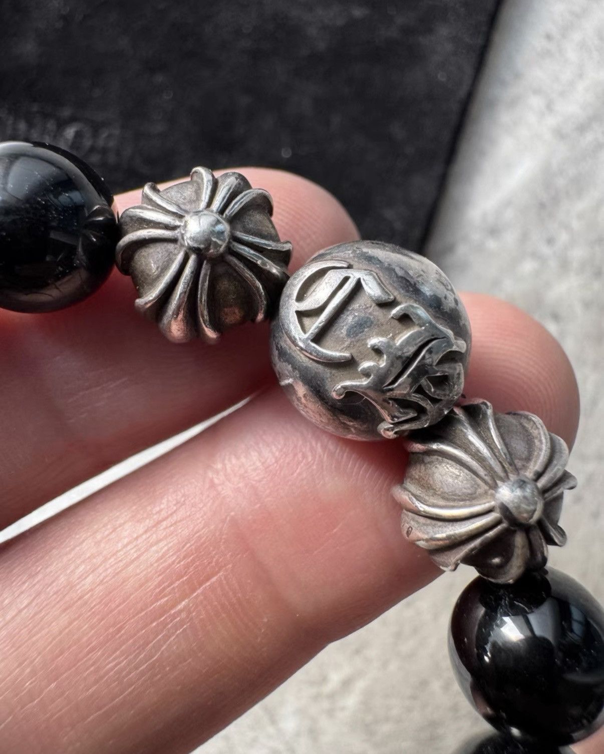 Chrome Hearts Chrome Hearts Eight Silver Beads & Obsidian Bracelet Size ONE SIZE - 5 Thumbnail