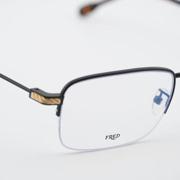 FRED Fred FG50007U 002 Eyeglasses Black 56mm Rectangle Frame Size ONE SIZE - 8 Thumbnail