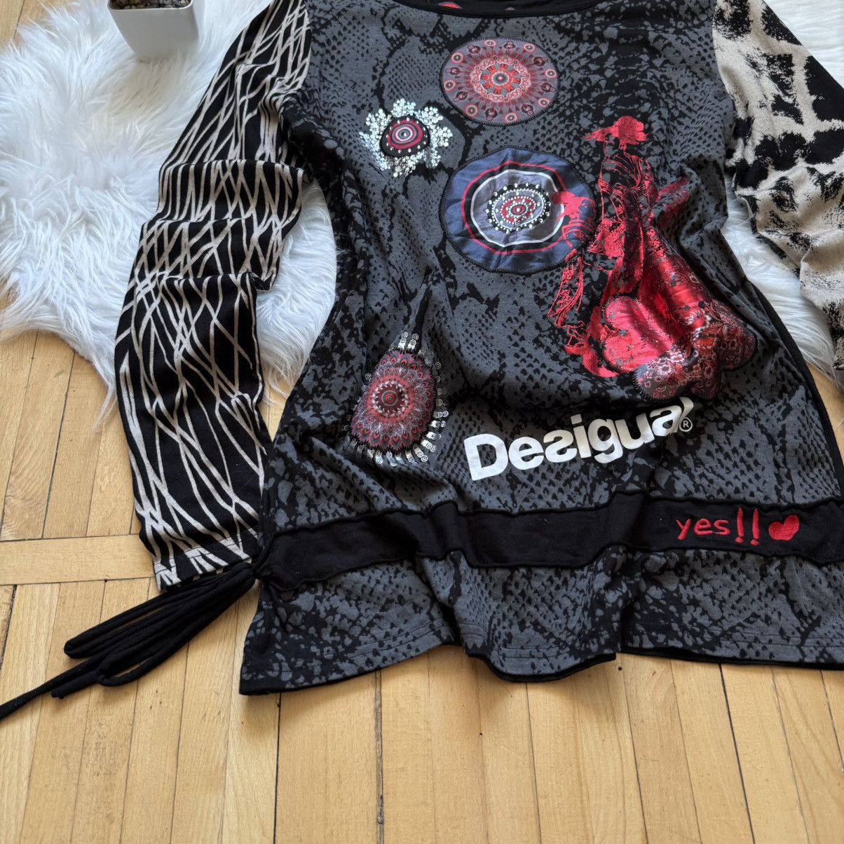 Desigual 📌 Crazy Y2K Desigual If Six Was Nine vibe Long Sleeve Size XL / US 12-14 / IT 48-50 - 4 Thumbnail