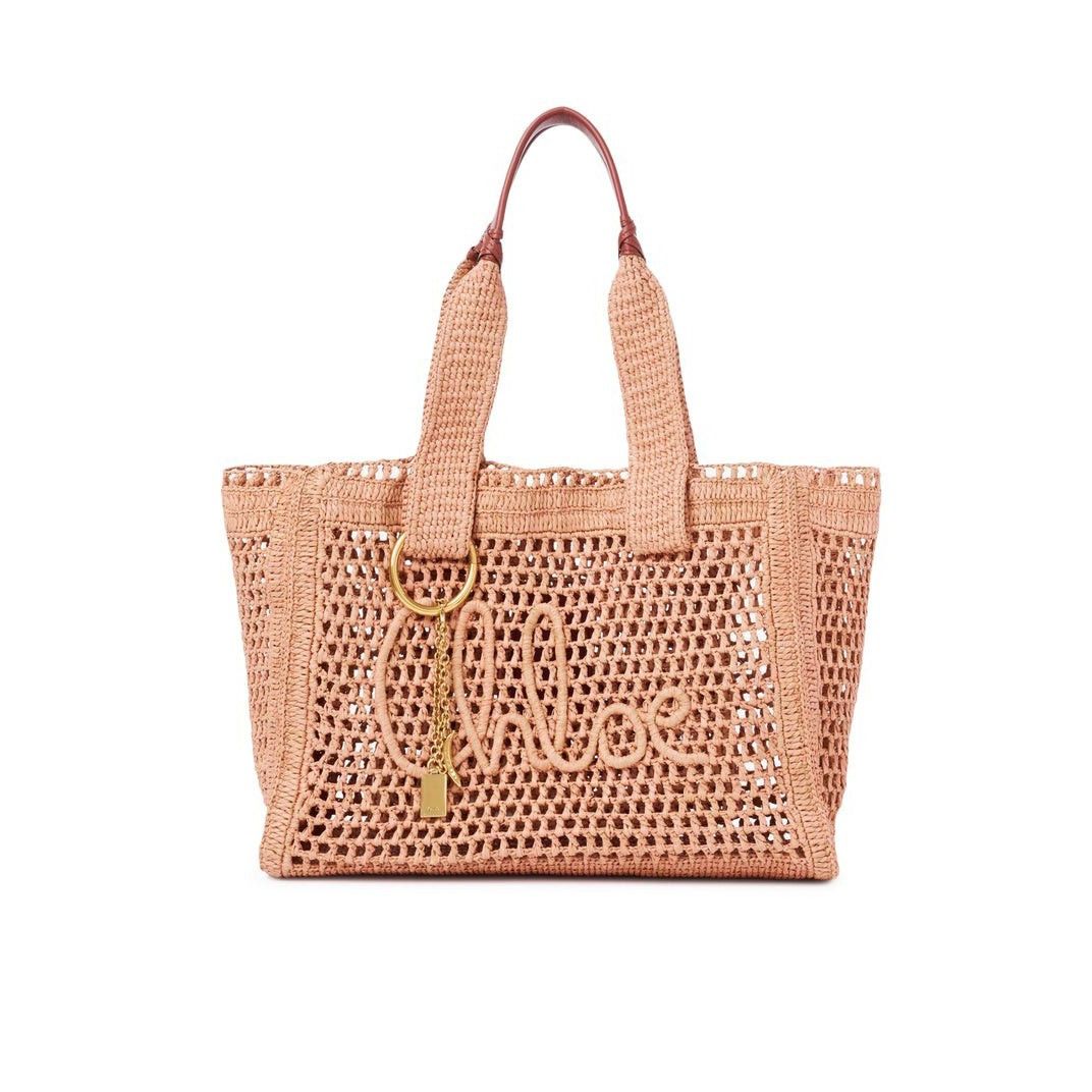 Chloe Chloe East West Summer Banana Summery Beige Raffia Tote Bag Size ONE SIZE - 1 Thumbnail