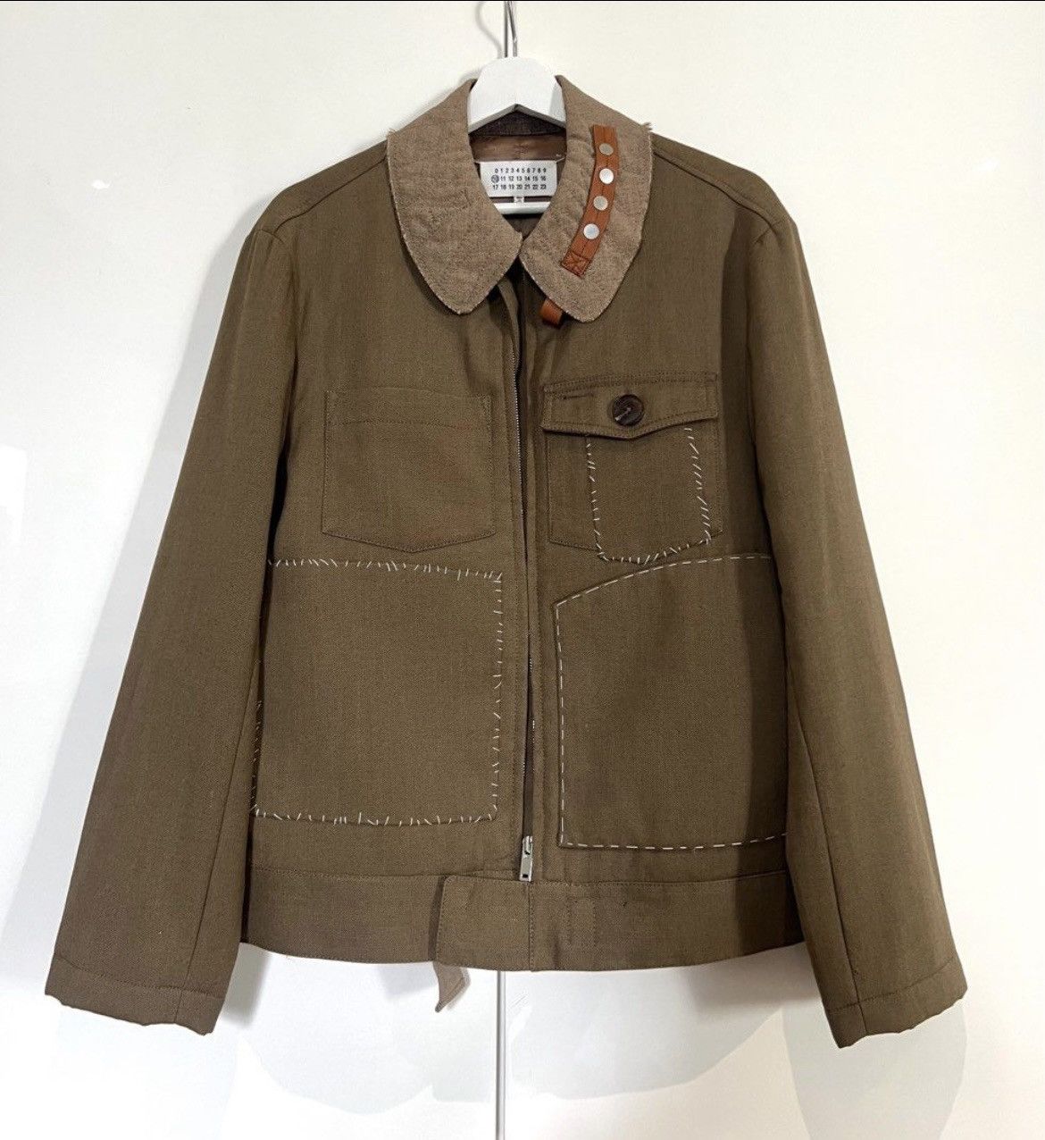 image of Maison Margiela Surgery Stitch Military Jacket - Size 48 in Olive, Men's