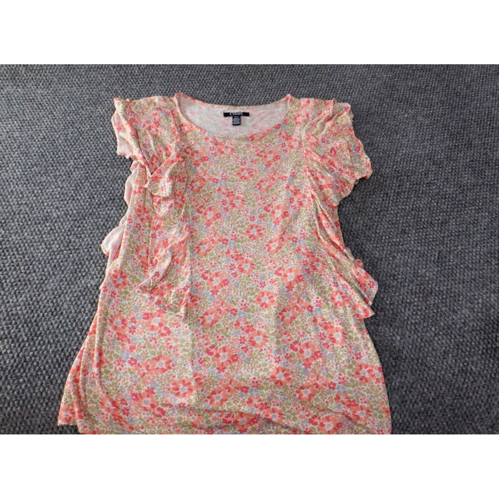 Chaps Chaps Blouse Womens S Pink Floral Knit Cotton Casual Sleeveless Crew Neck Pullover Button Regular Size S / US 4 / IT 40 - 2 Thumbnail