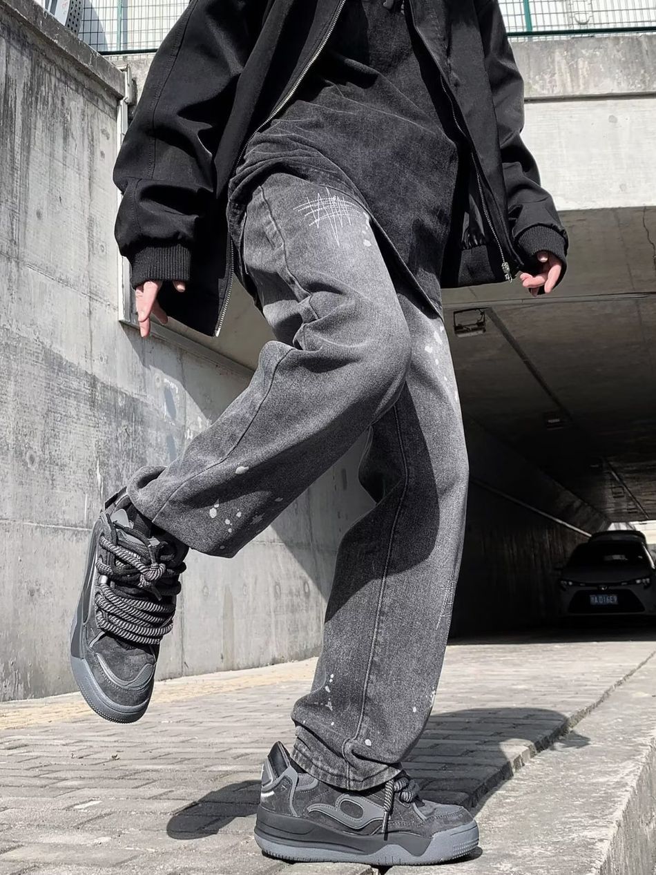 Japanese Brand Retro loose straight tube splashed ink jeans Size US 30 / EU 46 - 3 Thumbnail