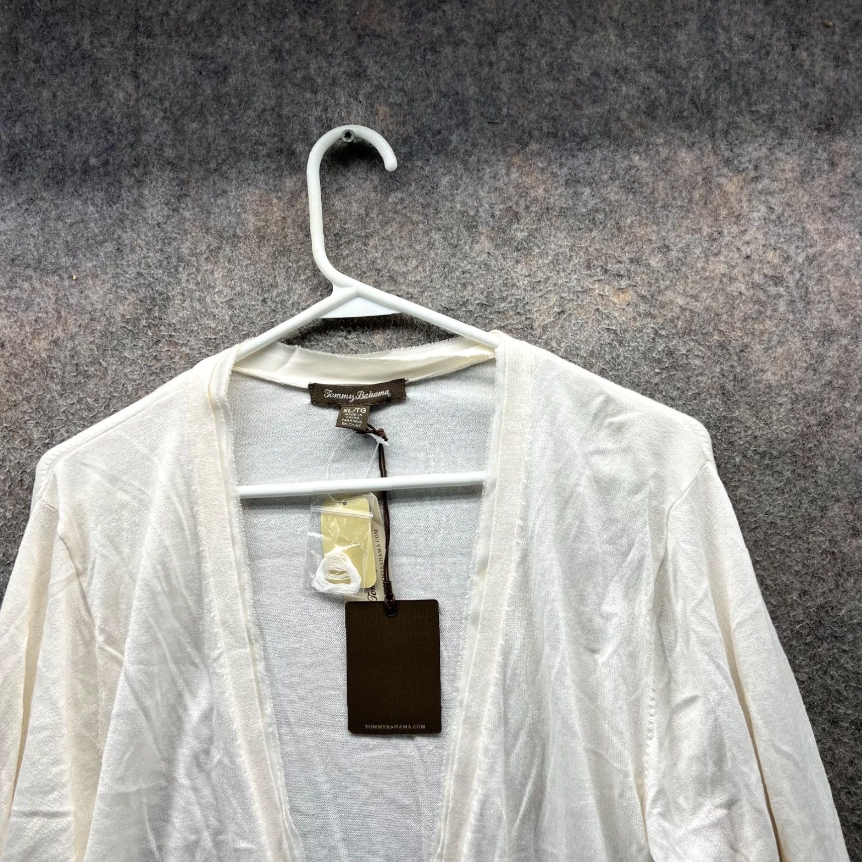 Tommy Bahama VINTAGE Tommy Bahama Cardigan Womens XL Cream Pickford Frayed Lightweight Open Front Size XL / US 12-14 / IT 48-50 - 3 Thumbnail