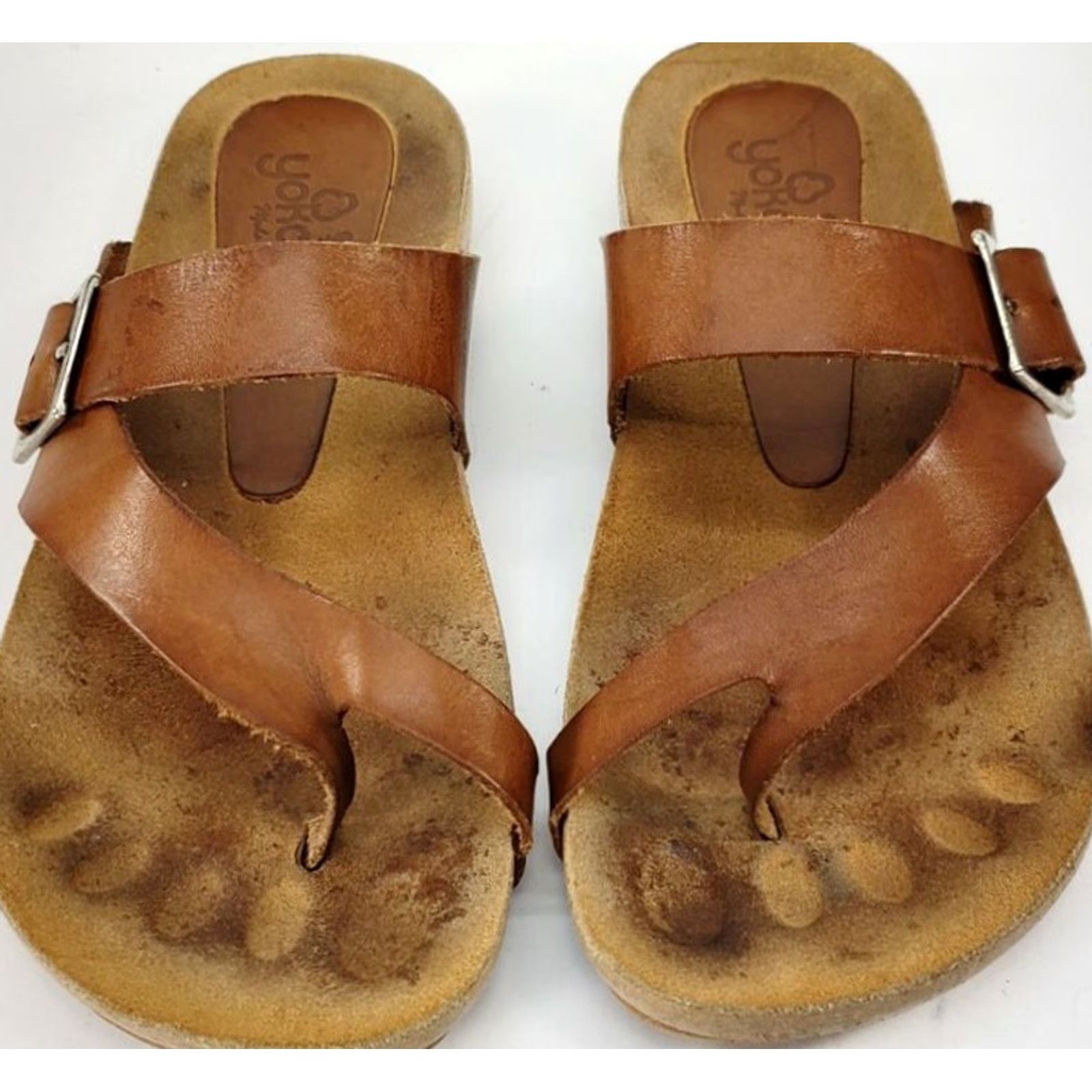 Vintage Yokono Ibiza Saddle Leather Round Toe Loop Strap Sandals Women's Size 6.5 Saddle Brown Leather Comfort Sandals Size US 7 / IT 37 - 3 Thumbnail