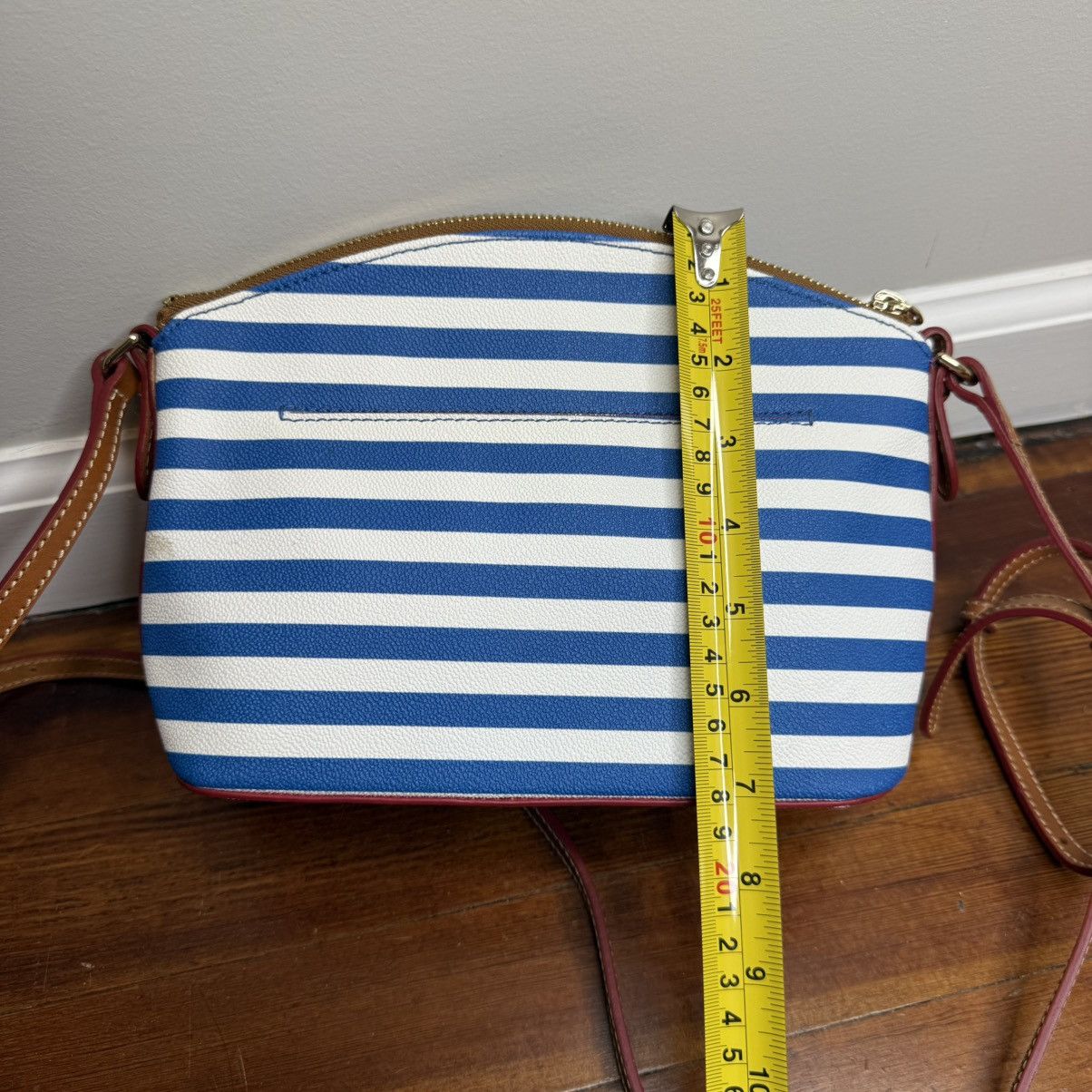 Dooney & Bourke Dooney & Bourke Blue and White Striped Crossbody with Brown Size ONE SIZE - 10 Thumbnail