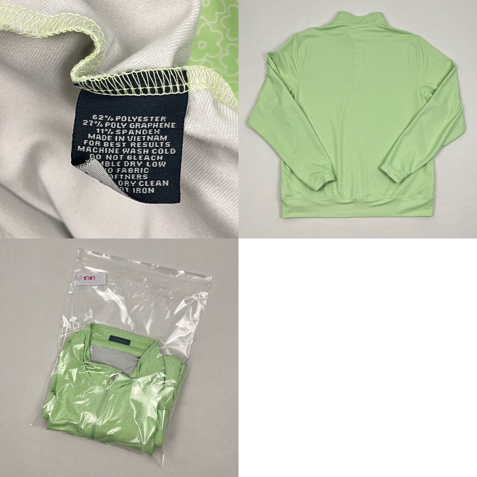 Vintage Turtleson Pullover Mens L Green White Floral Active Stretch Turf Valley Golf Jacket Size US L / EU 52-54 / 3 - 8 Thumbnail