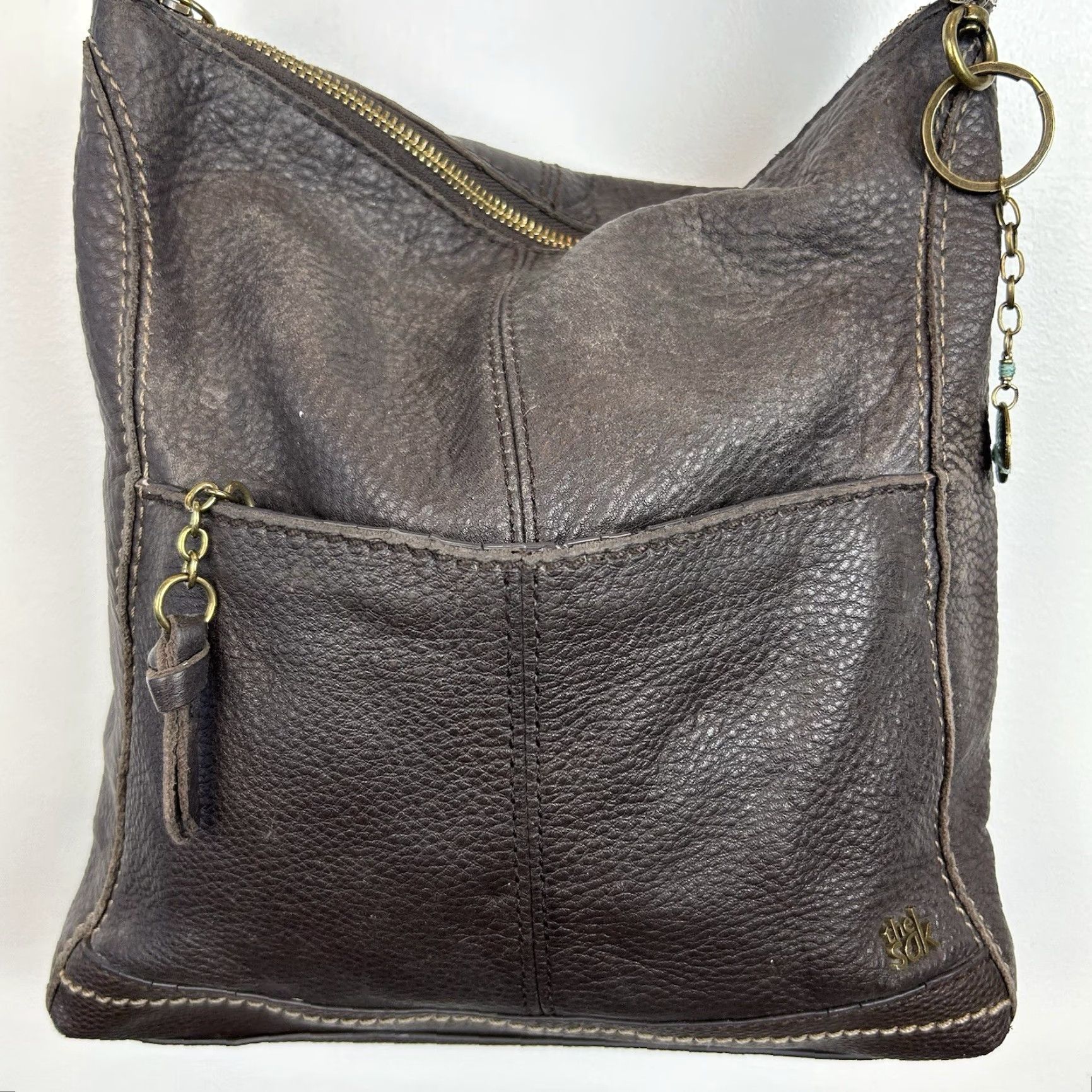 The Sak The Sak Purse Crossbody Brown Pebbled Leather Shoulder Bag Handbag Read Size ONE SIZE - 2 Thumbnail