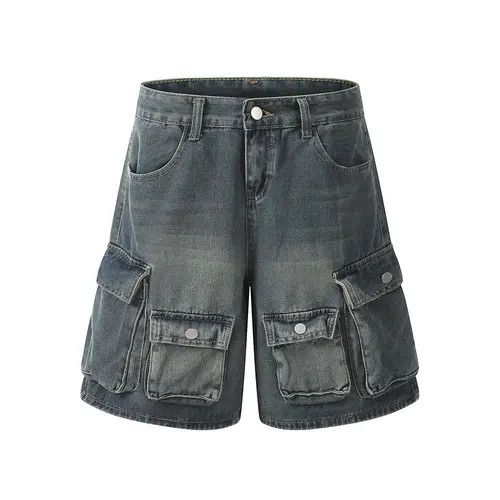 Japanese Brand × Jean Men's punk washed distressed pocket cargo denim shorts y2k Size US 32 / EU 48 - 1 Thumbnail
