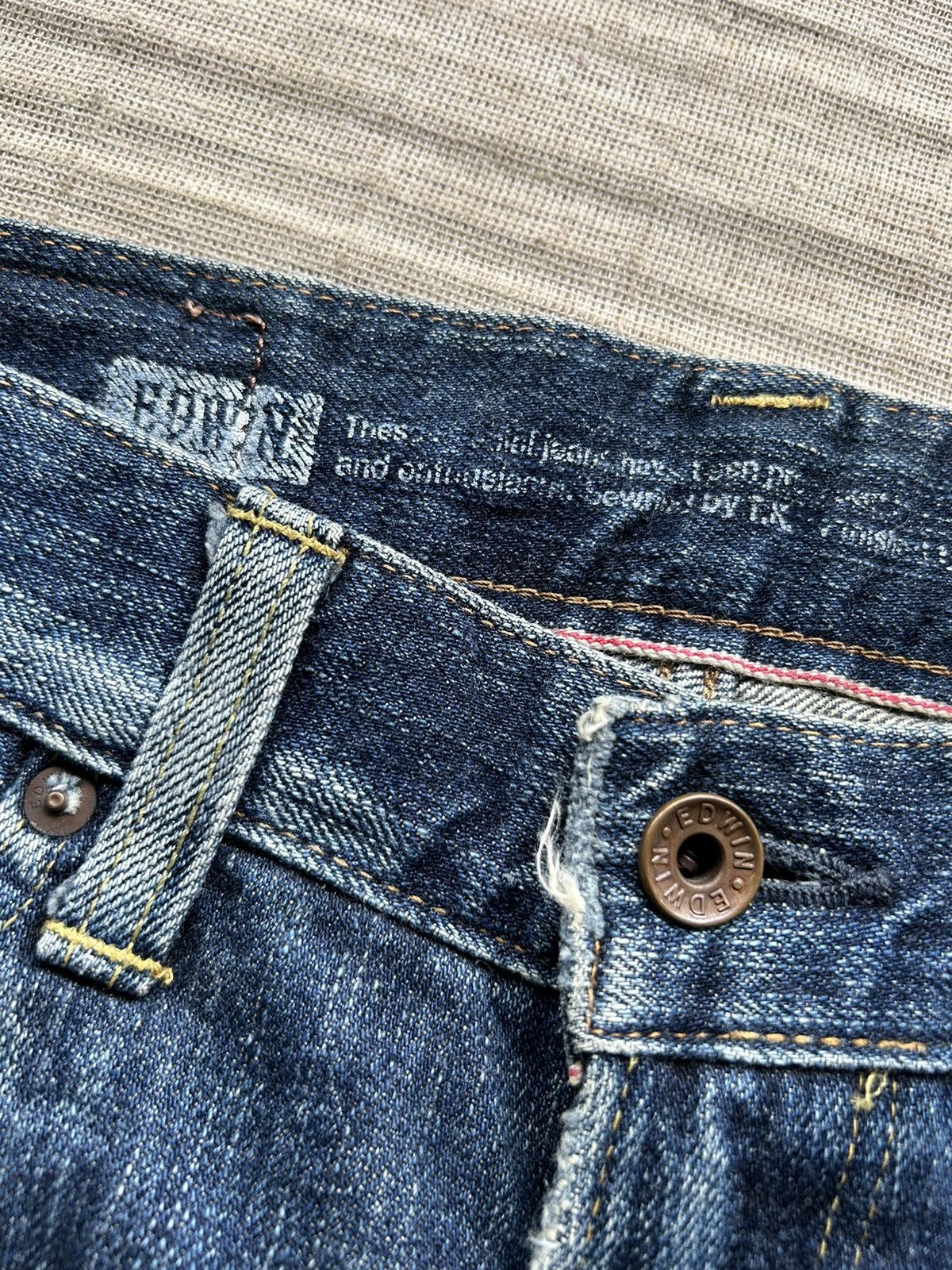 Vintage Edwin505 half Selvedge Distressed denim