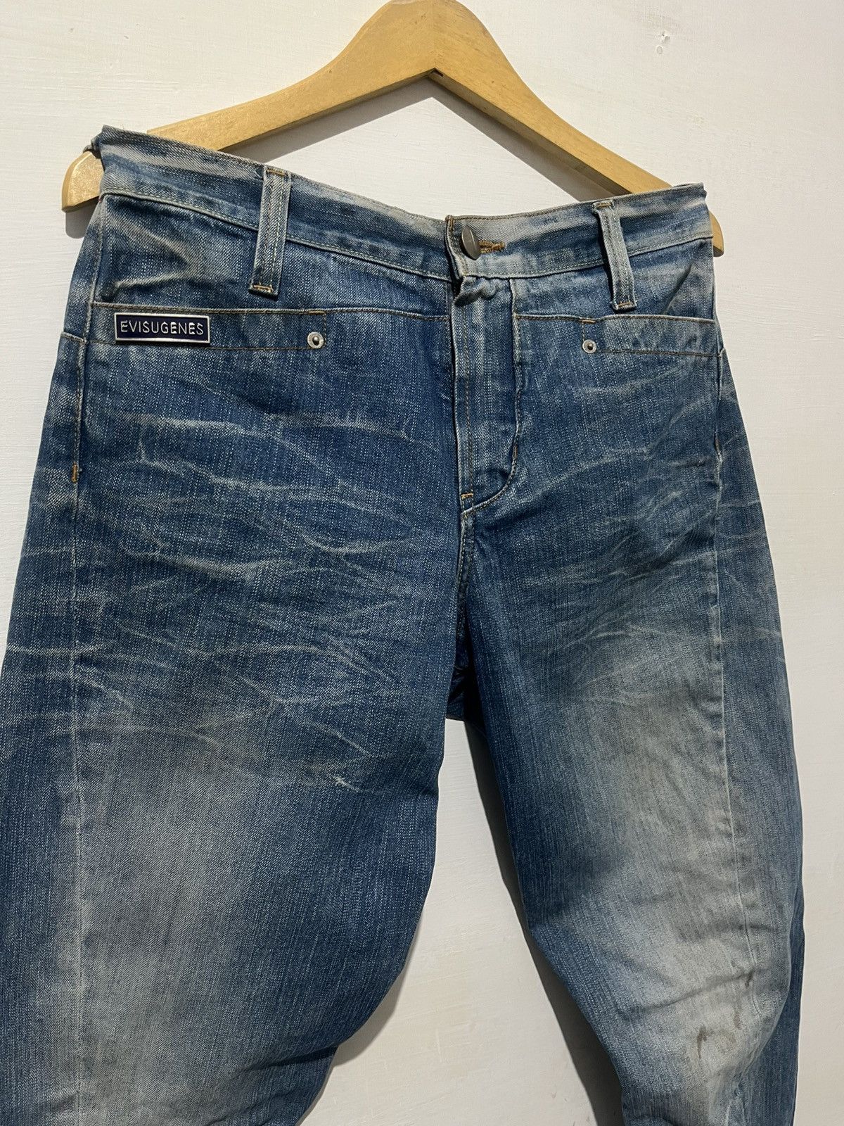 Japanese Brand Evisu Genes Baggy Denim Silver Logo Embroidery Y2K Style Size US 30 / EU 46 - 12 Thumbnail