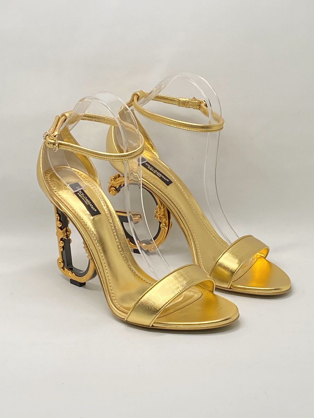 Dolce & Gabbana DOLCE&GABBANA Sculpted-Heel Metallic Leather Sandals size 41 Size US 11 / IT 41 - 6 Thumbnail