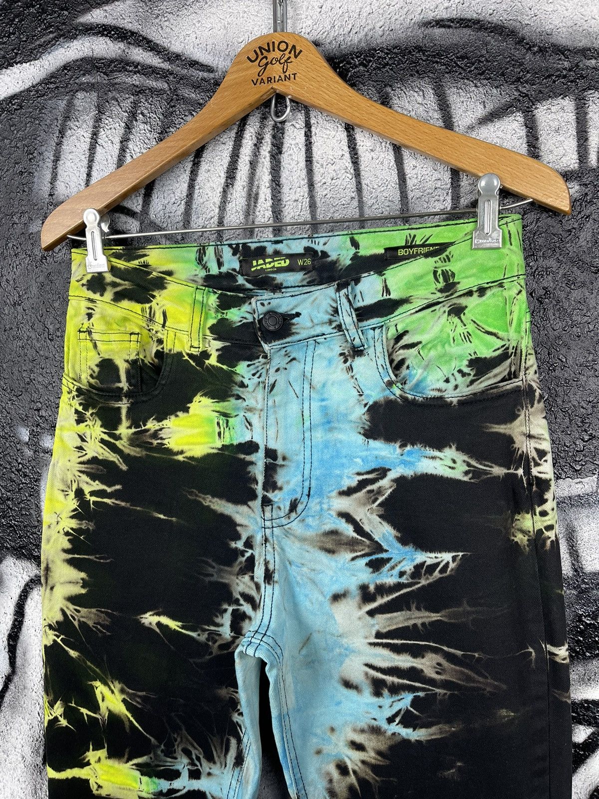 Jaded London Jaded London Tie-Dye Blue/Green Boyfriend Fit Women’s Jeans Size 26" / US 2 / IT 38 - 4 Thumbnail