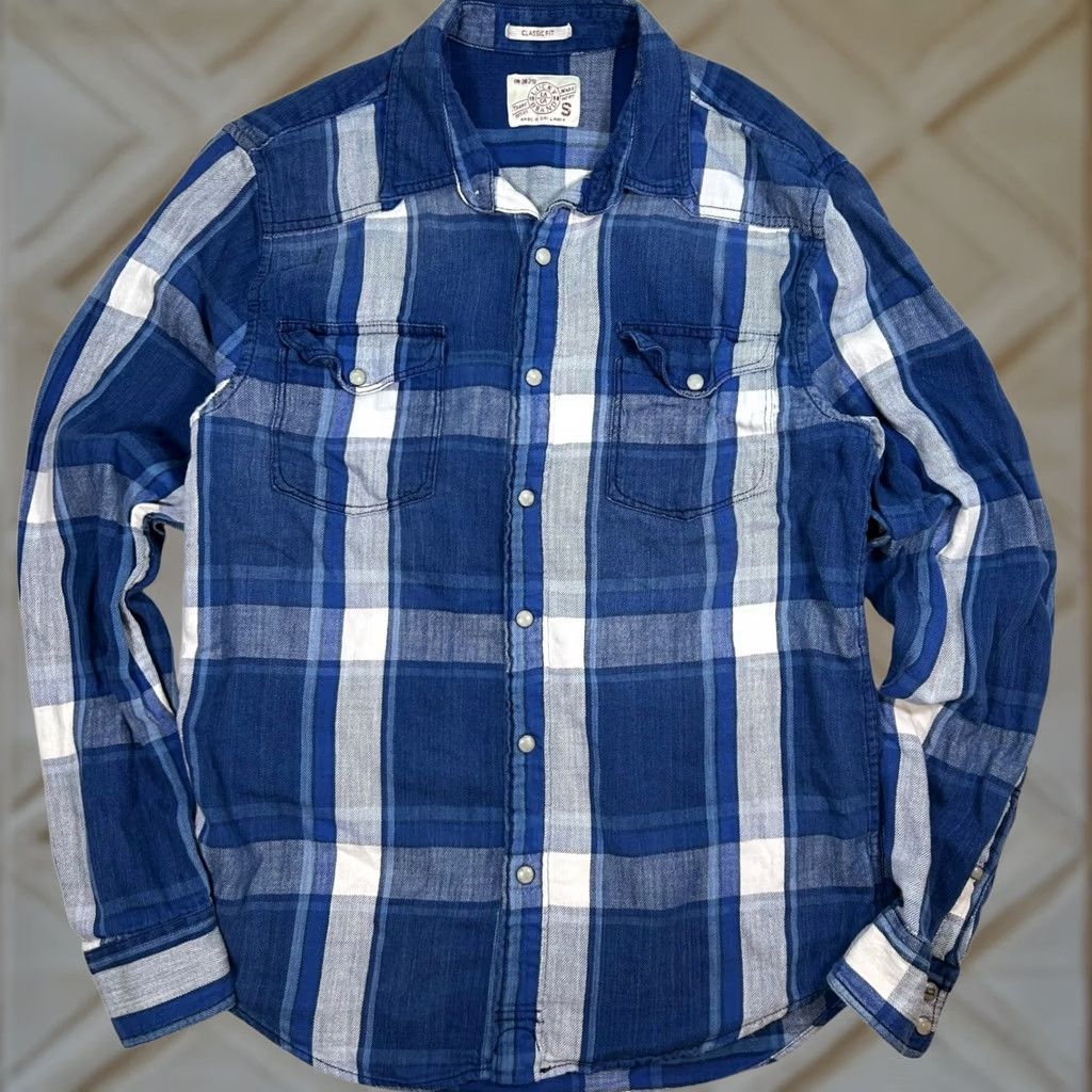 Lucky Brand Lucky Brand Plaid Western Shirt Mens Long Sleeve Small Blue Button-Up, Classic Fit, Chest Pockets, Cotton Blend Size US S / EU 44-46 / 1 - 1 Thumbnail