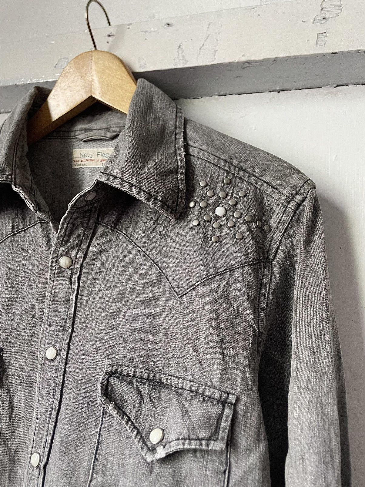 14th Addiction Studded Shirt Navy Flag Goth Grunge Ifsixwasnine Lgb Style Size US M / EU 48-50 / 2 - 1 Thumbnail