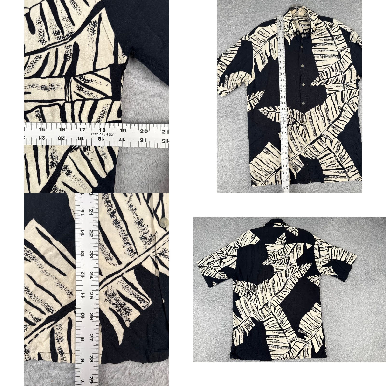 Vintage Hawaiian Shirt Men Small Black Ivory Floral Palm Leaf Cotton Button Up READ Size US S / EU 44-46 / 1 - 8 Thumbnail