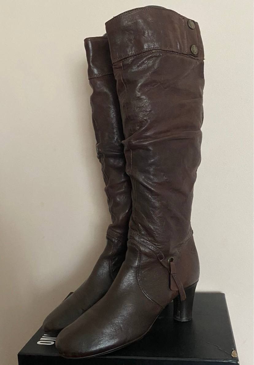 A.S.98 A.S.98. Airstep Brown Leather High Boots Moto Style Size US 8 / IT 38 - 3 Thumbnail