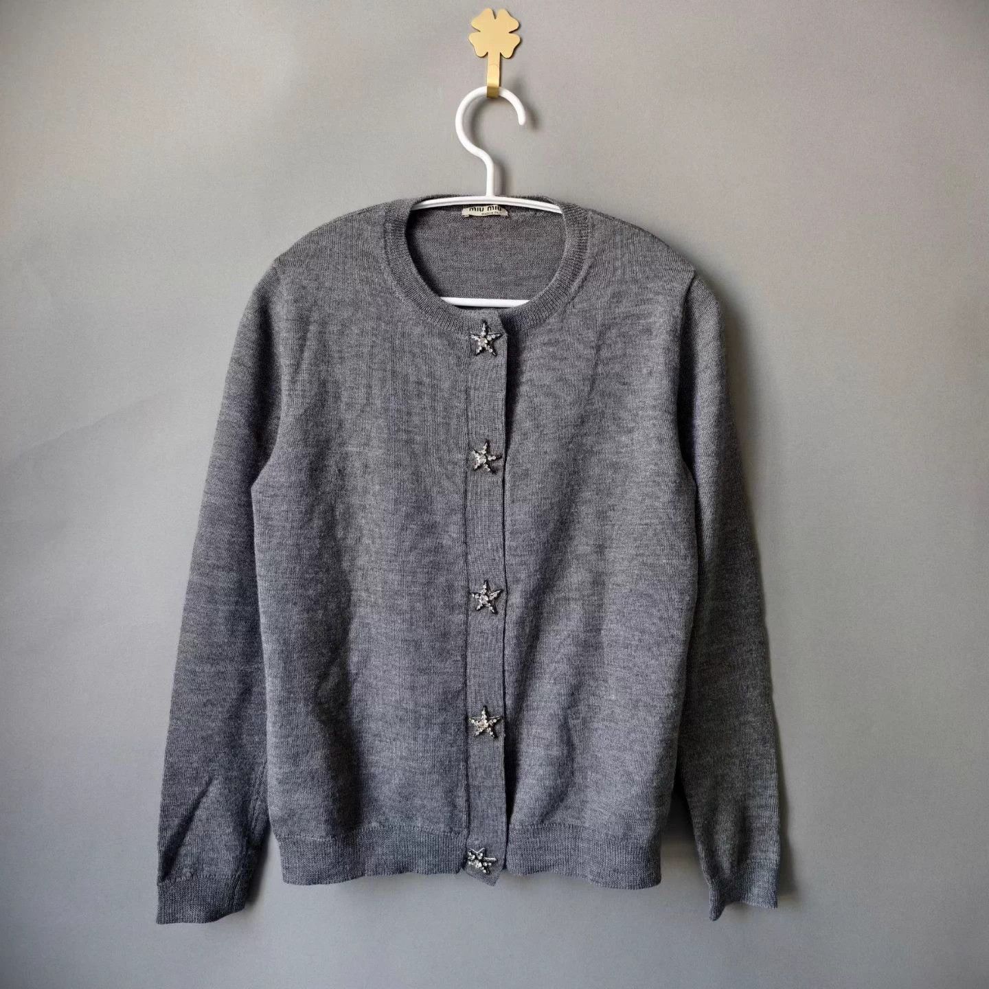 Miu Miu MIU MIU Star Crystal Buckle Cardigan 36 99 Size XS / US 0-2 / IT 36-38 - 1 Thumbnail