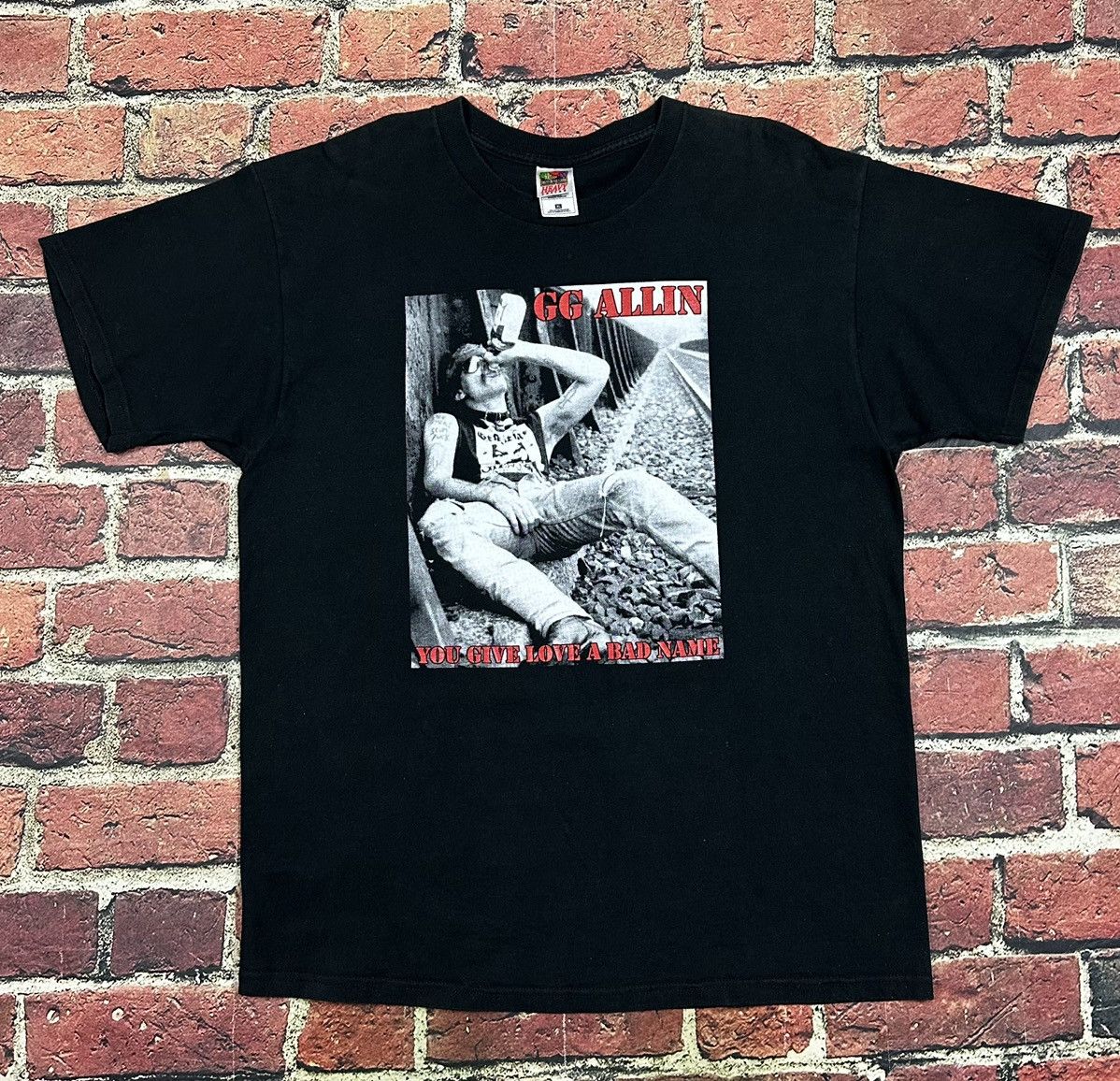 Band Tees Vintage GG Allin Shirt Hardcore Punk You Give Love Bad Name Size US XL / EU 56 / 4 - 1 Thumbnail