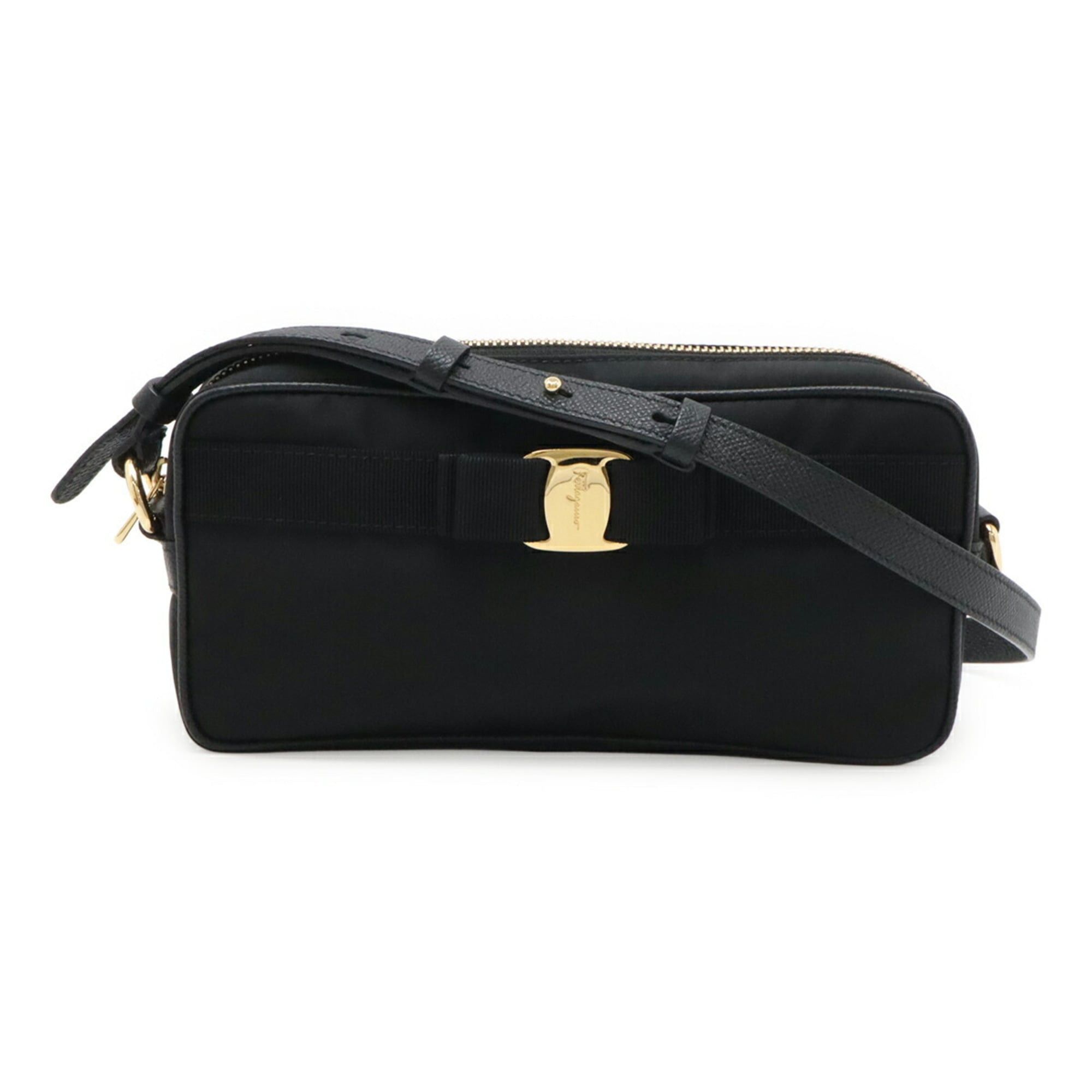 Salvatore Ferragamo Salvatore Ferragamo Vara Ribbon Shoulder Bag, Nylon, Black, AU-22 0353 Size ONE SIZE - 1 Thumbnail