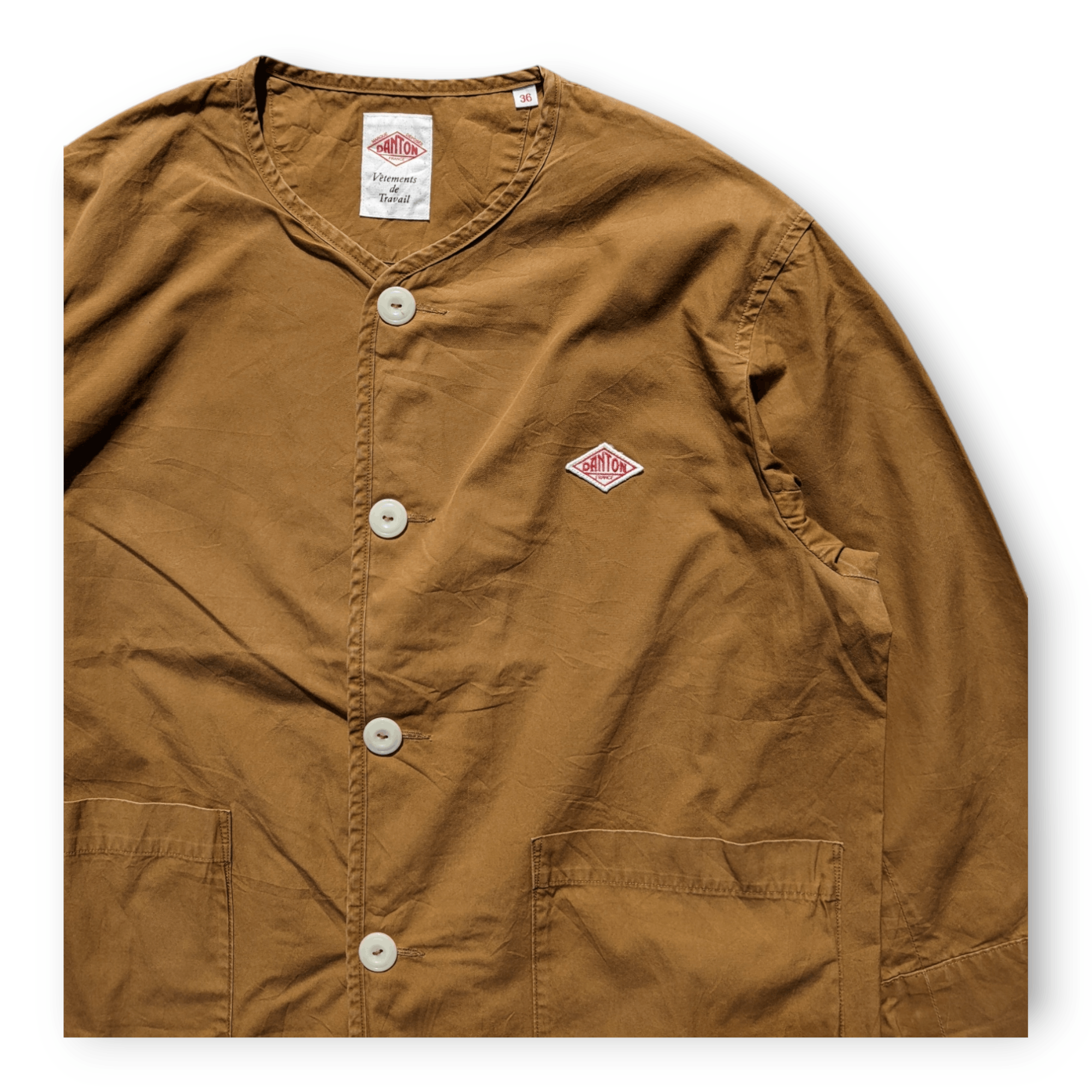 Danton Danton Brown Collarless Light Weight Chore Jacket Size XS / US 0-2 / IT 36-38 - 6 Thumbnail