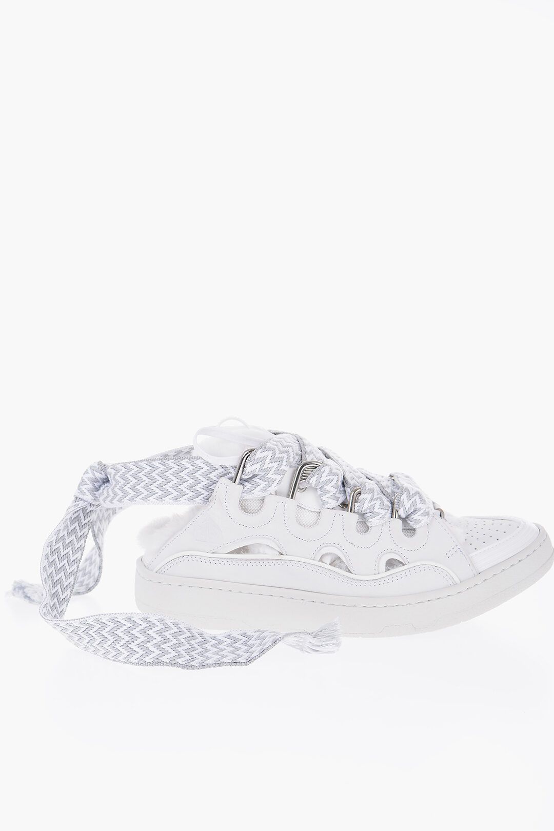 image of Lanvin Og1Mm0424 Padded Curb Leather Mule Shoess Sneakers In White, Men's (Size 9)