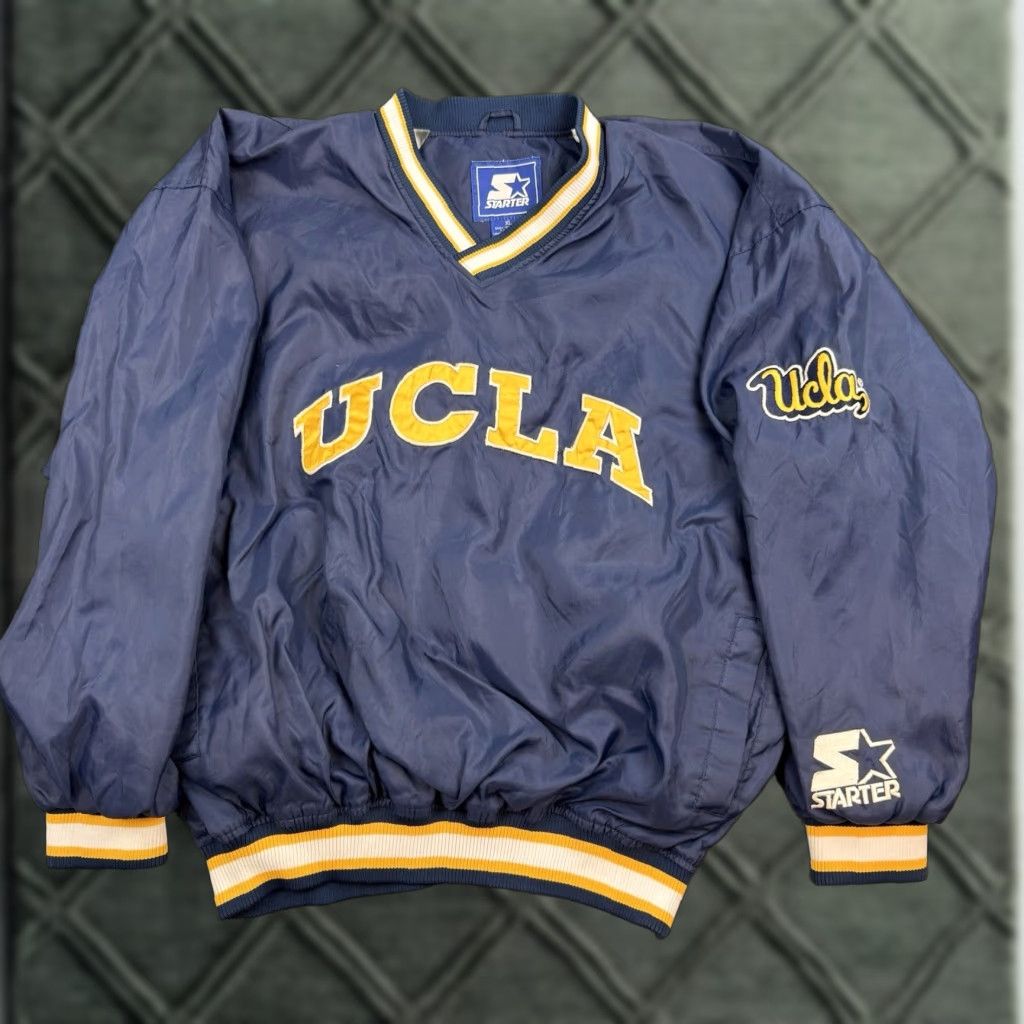 Starter VINTAGE UCLA Bruins Satin Jacket Mens XL Blue Windbreaker V Neck Jacket Size US XL / EU 56 / 4 - 1 Thumbnail