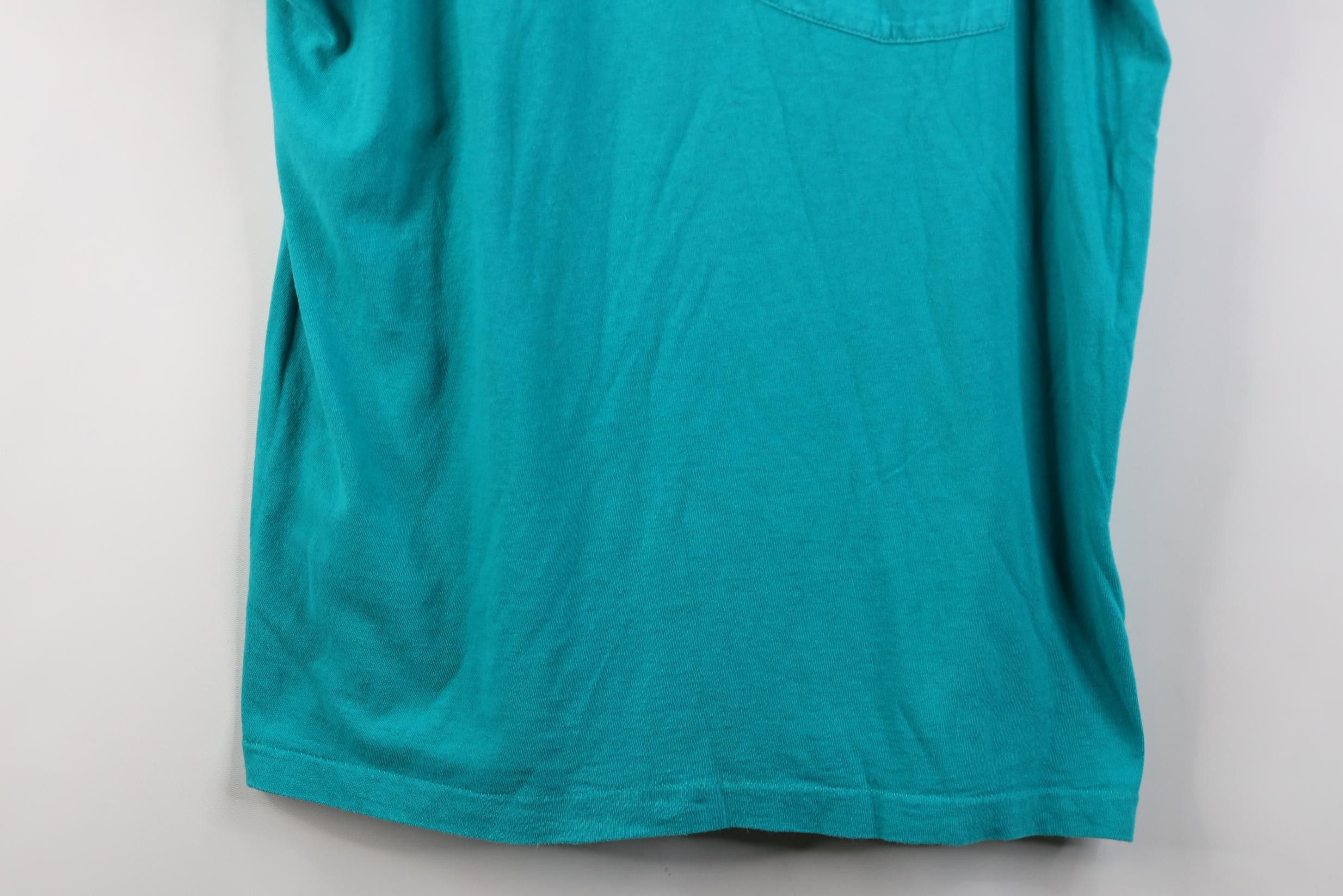 Vintage Vintage 90s Streetwear Blank Cotton Pocket T-Shirt Teal USA Size US XL / EU 56 / 4 - 3 Thumbnail